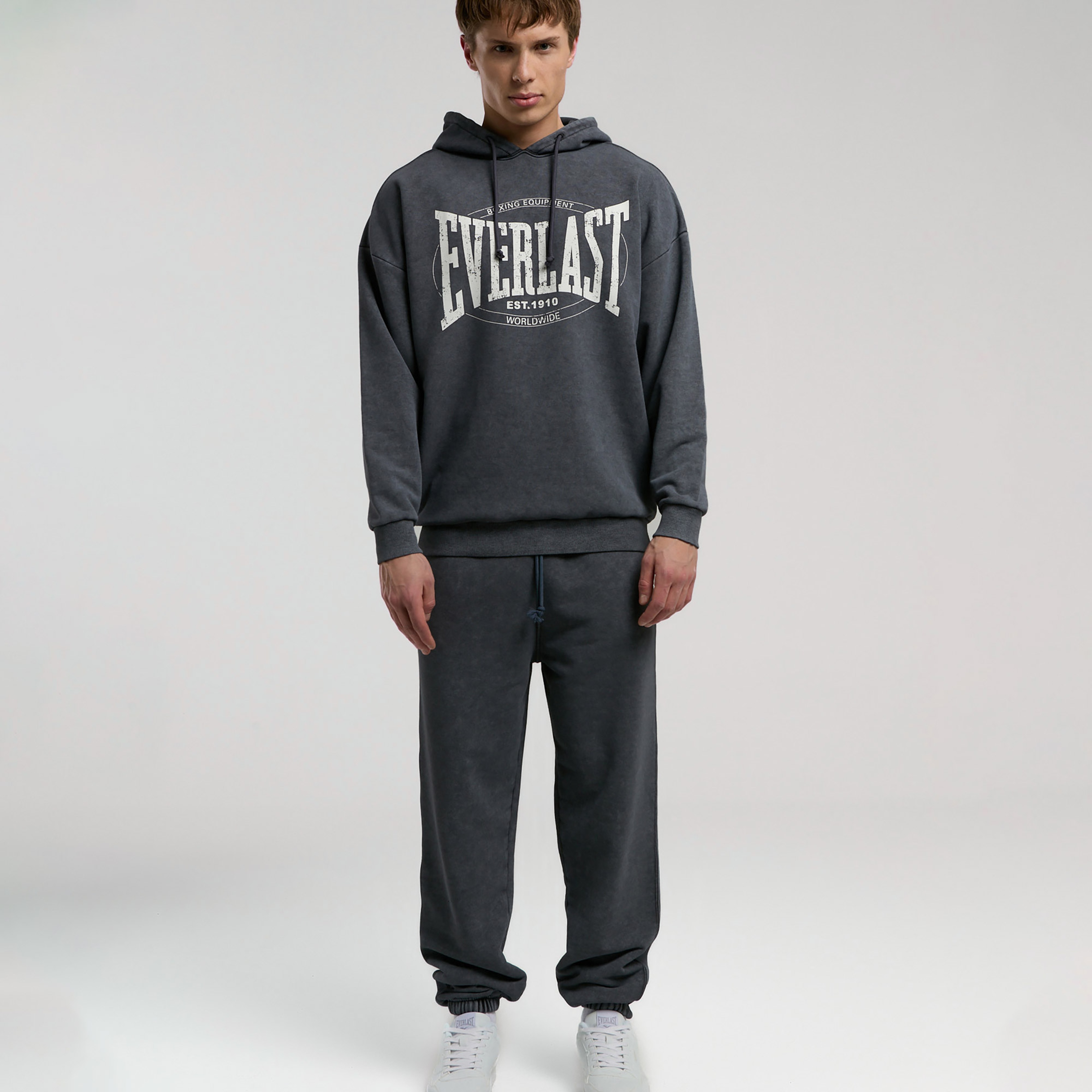 Everlast Authentic Boxing Oversize Erkek Gri Kapüşonlu Sweatshirt