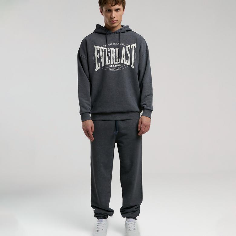 Everlast Authentic Boxing Oversize Erkek Gri Kapüşonlu Sweatshirt