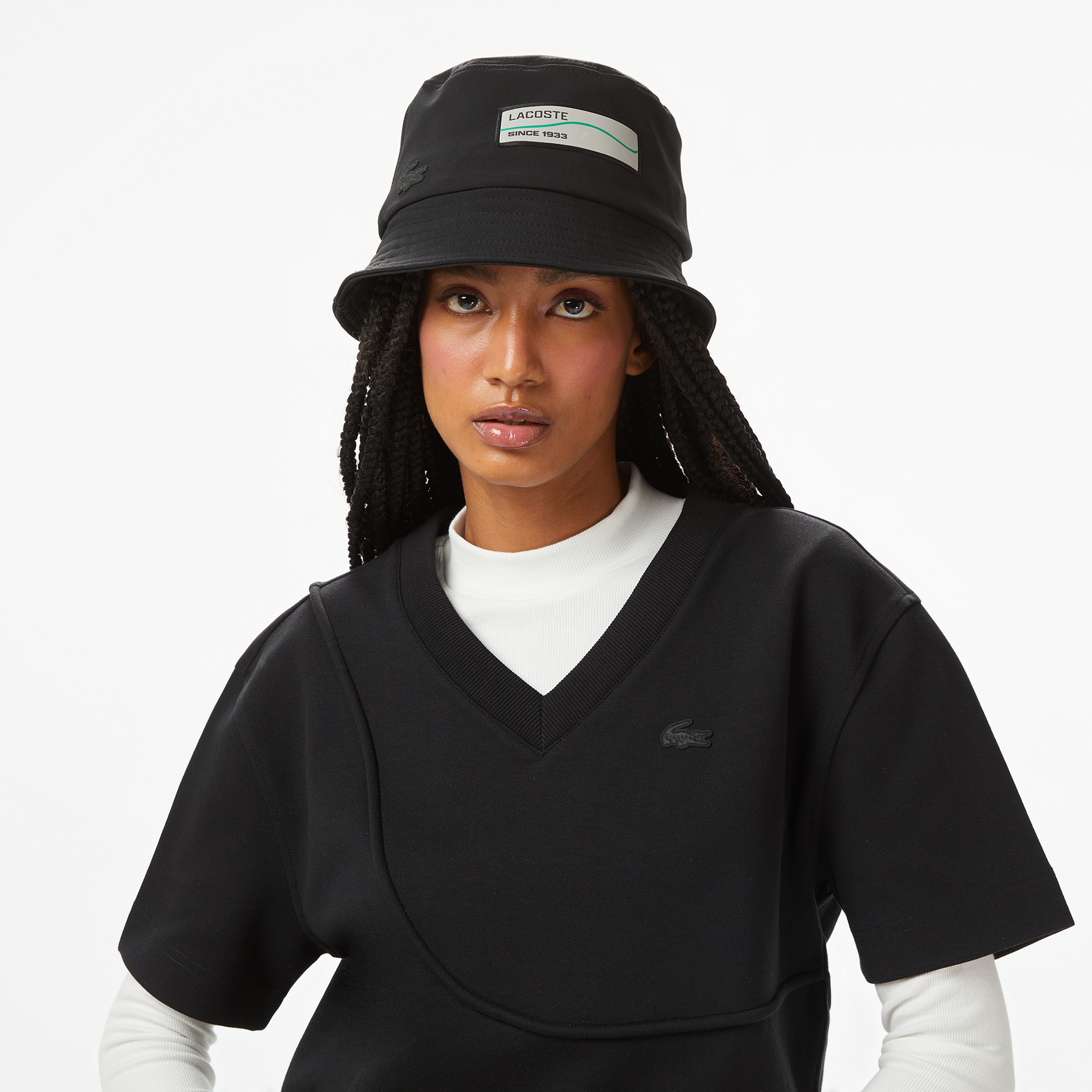 Lacoste x House of SuperStep Loose Fit Kadın Siyah T-Shirt