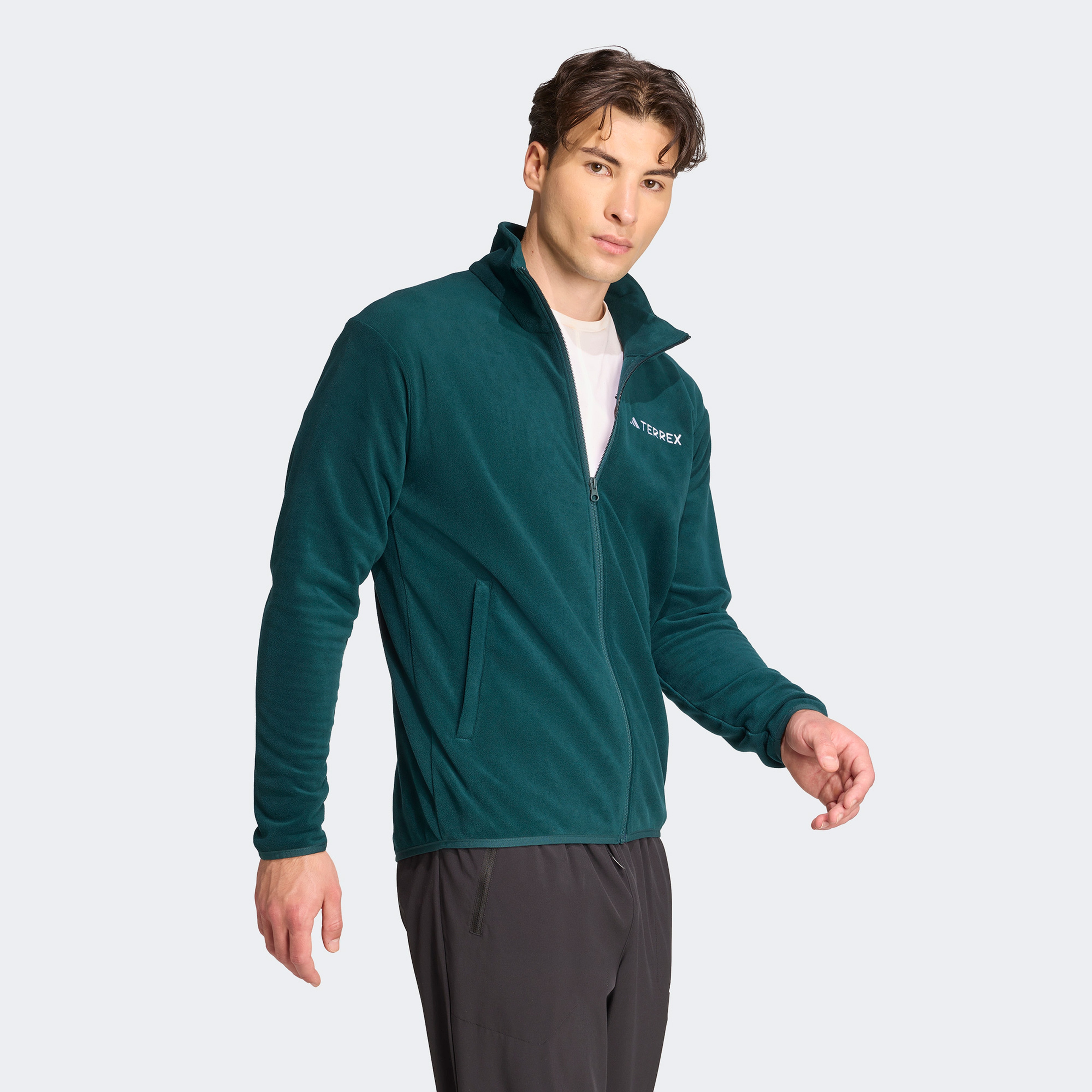 adidas Multi Essentials Full Zip Fleece Erkek Yeşil Yürüyüş Polar