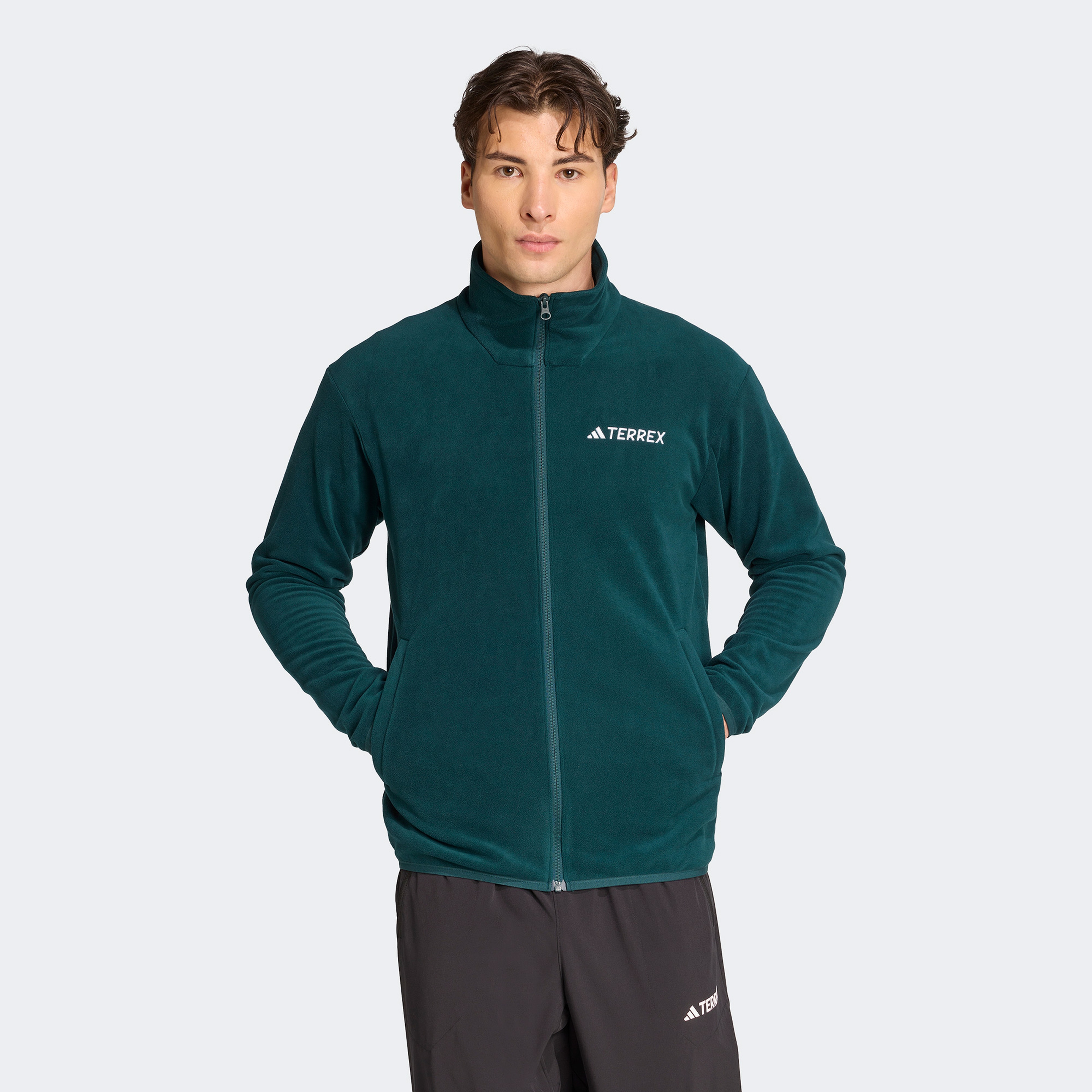 adidas Multi Essentials Full Zip Fleece Erkek Yeşil Yürüyüş Polar