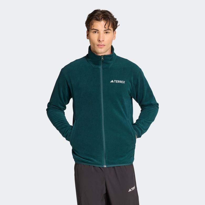 adidas Multi Essentials Full Zip Fleece Erkek Yeşil Yürüyüş Polar