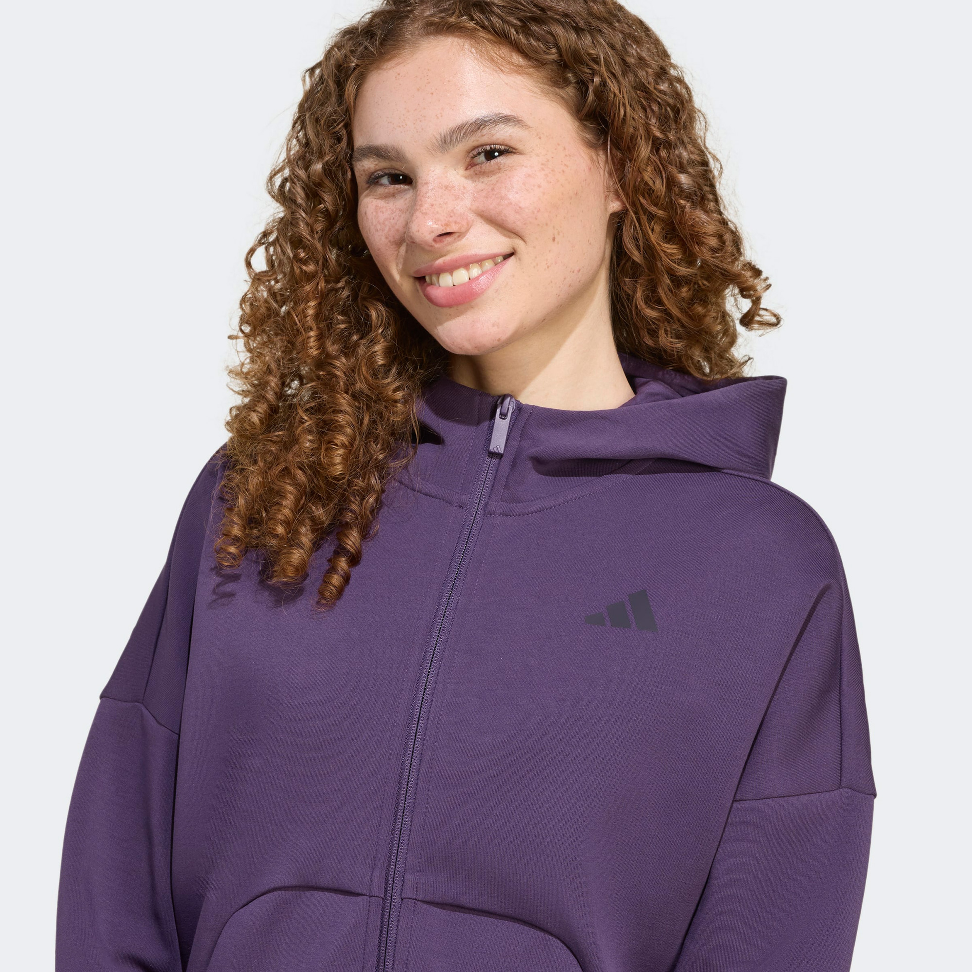 adidas Future icons Small Logo Full Zip Kadın Mor Eşofman Üstü