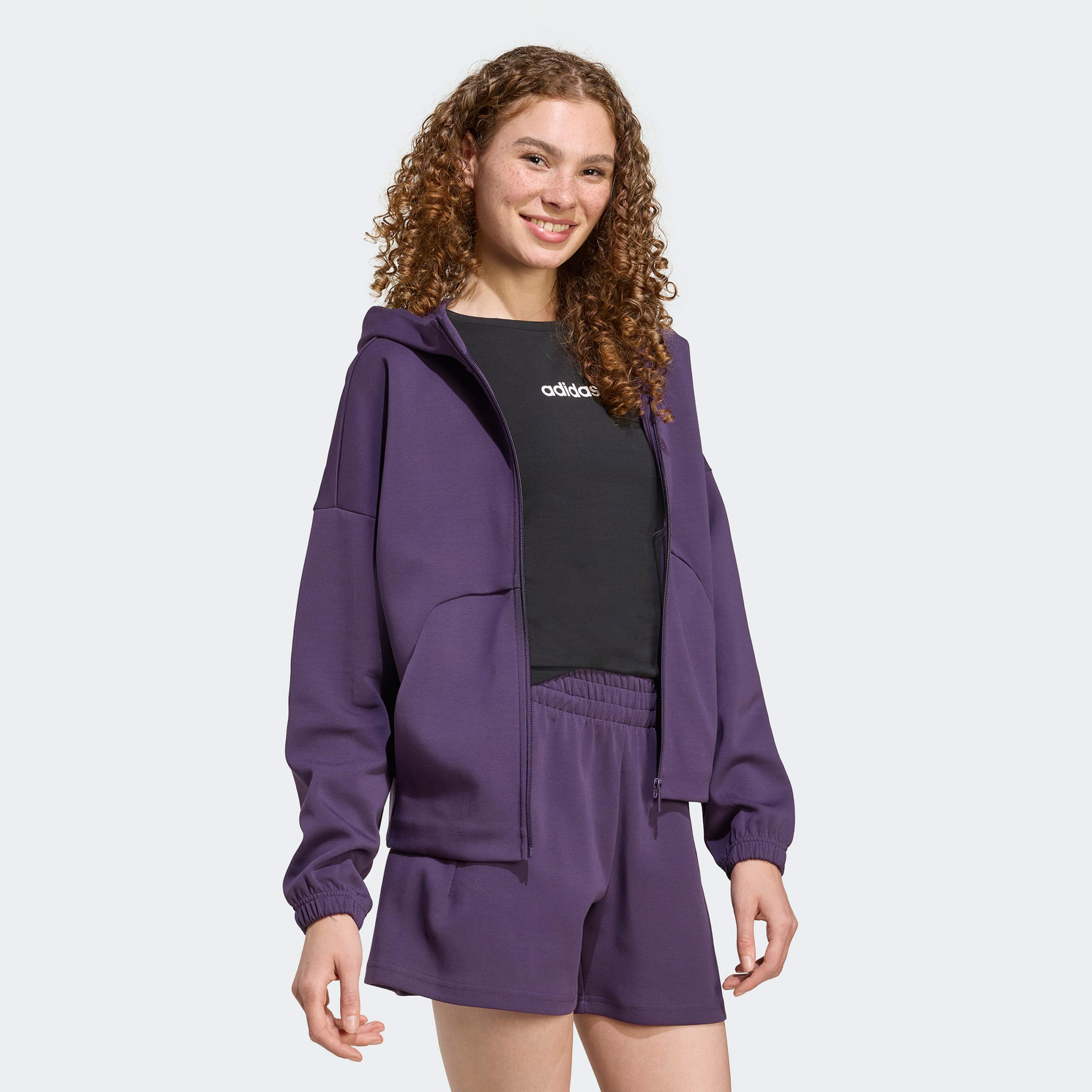 adidas Future icons Small Logo Full Zip Kadın Mor Eşofman Üstü
