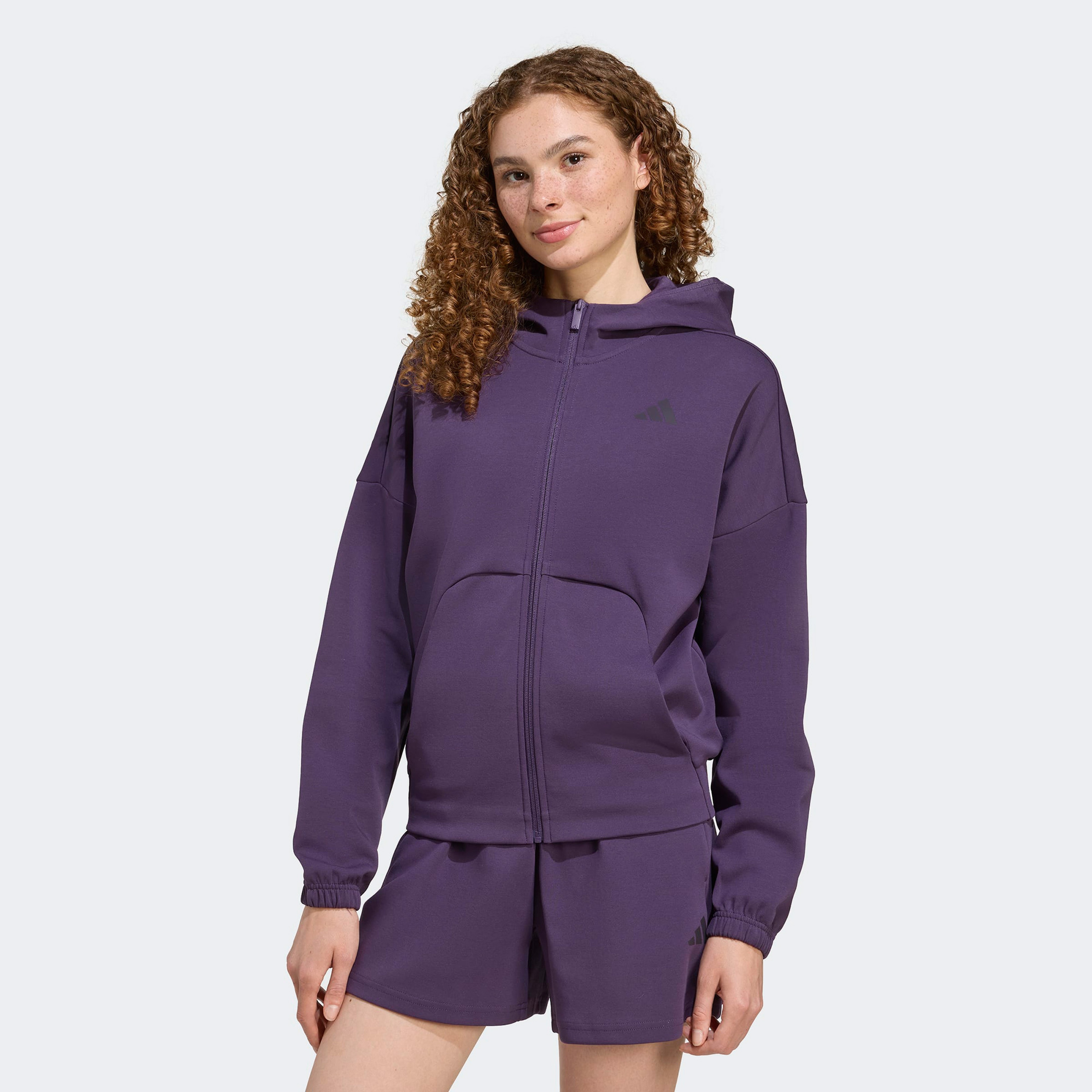 adidas Future icons Small Logo Full Zip Kadın Mor Eşofman Üstü