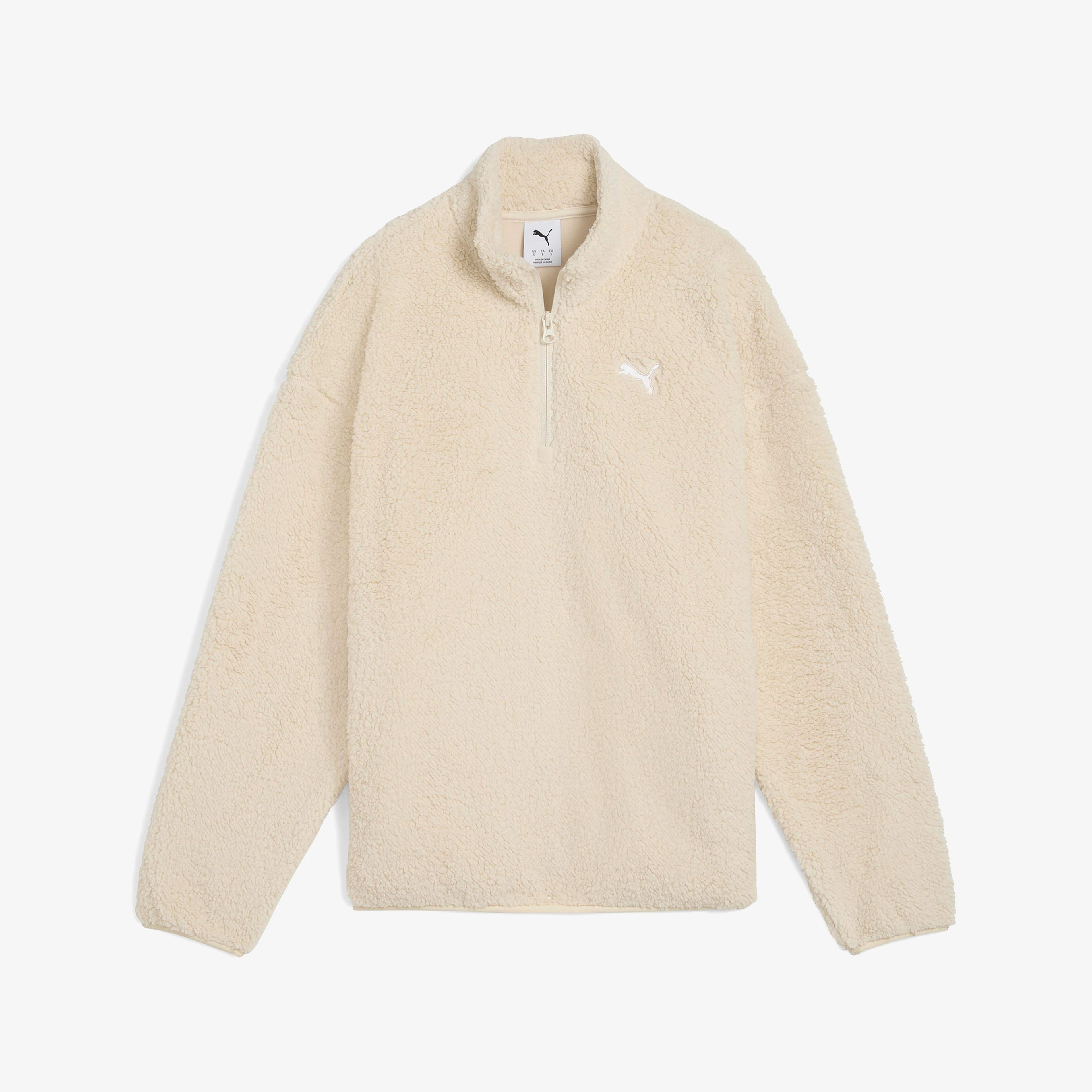 Puma Essential Elevated Half-Zip Crew Kadın Beyaz Sweatshirt