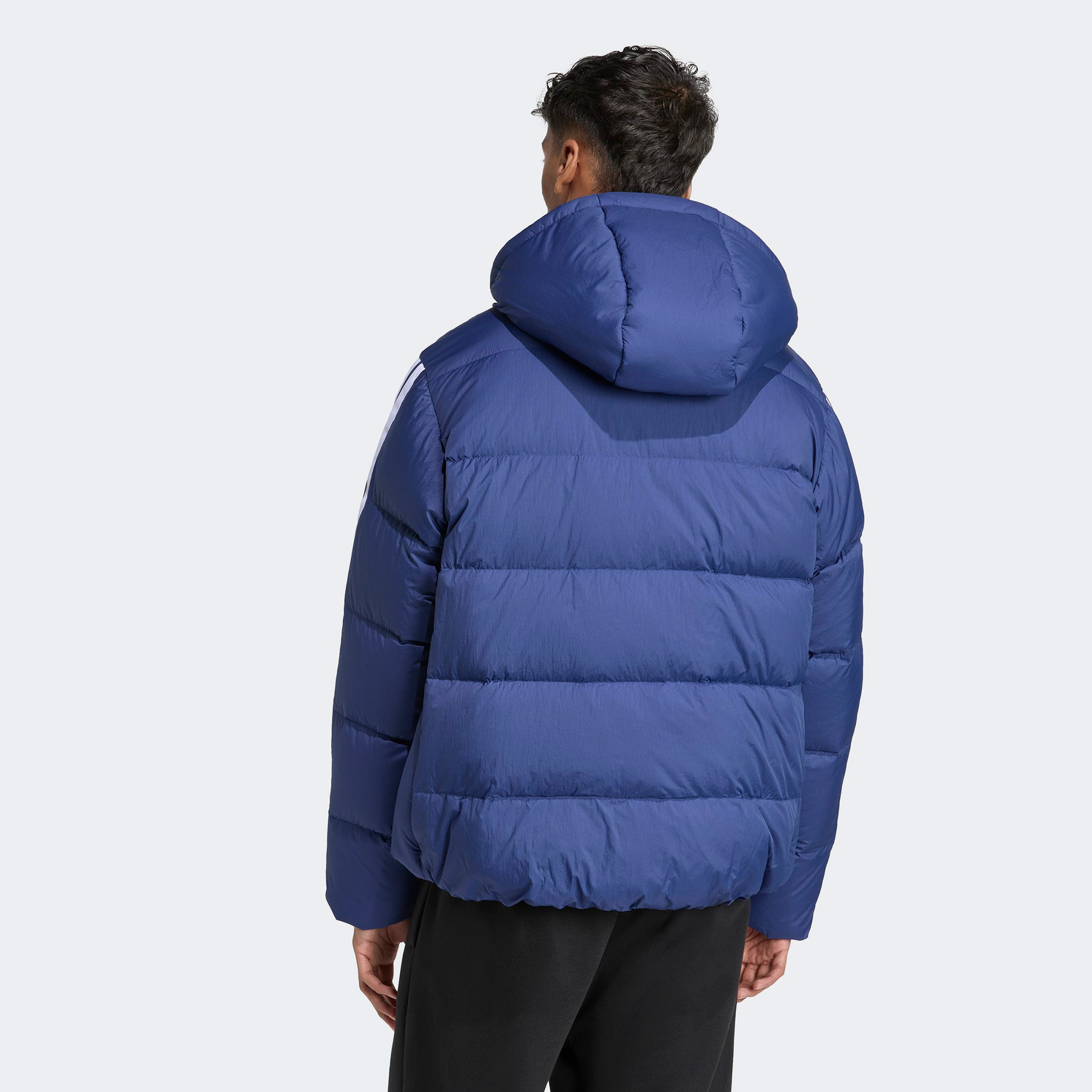 adidas Essentials Climawarm 3 Stripes Puffer Down Kapüşonlu Erkek Lacivert Outdoor Montu