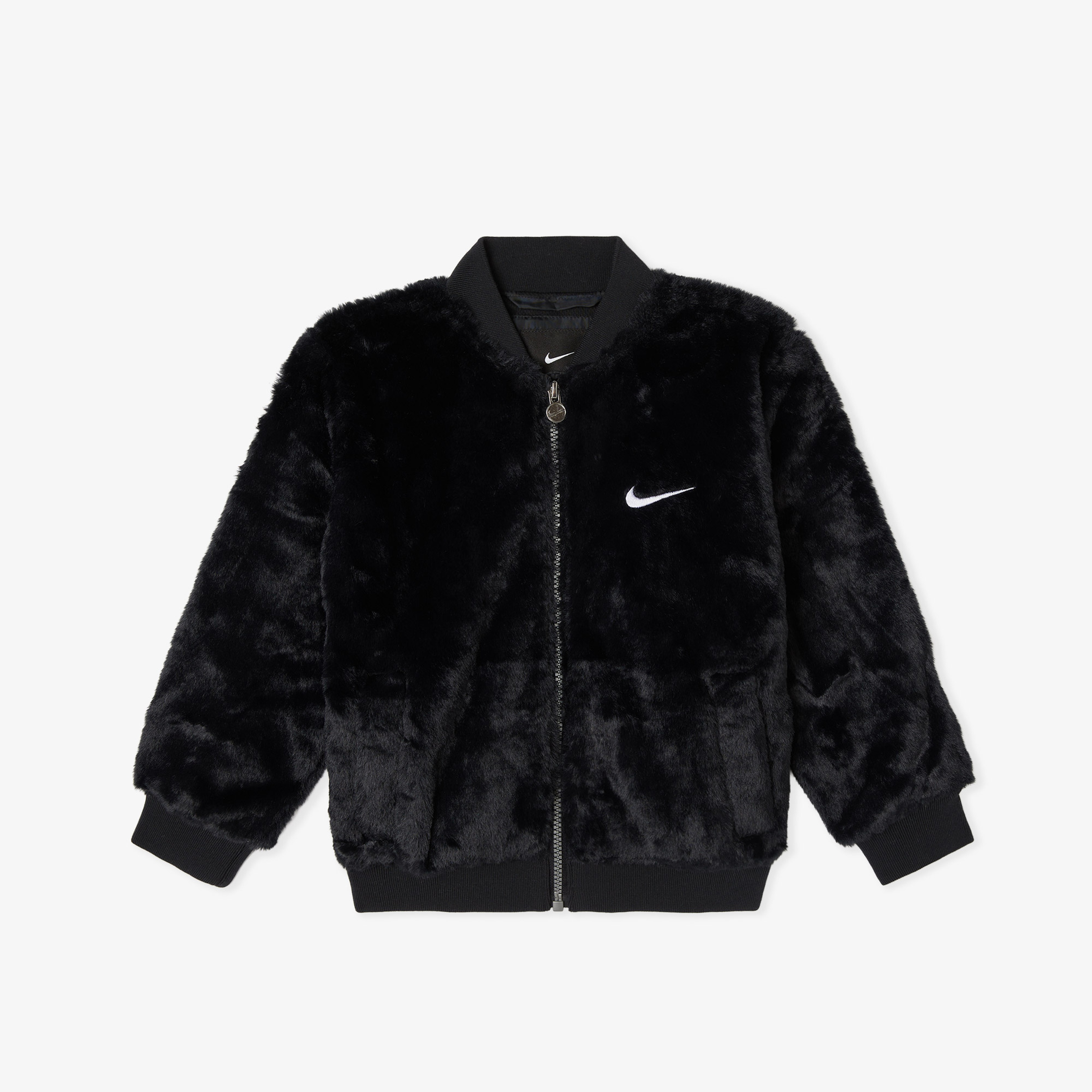 Nike Faux Fur Bomber Çocuk Siyah Mont