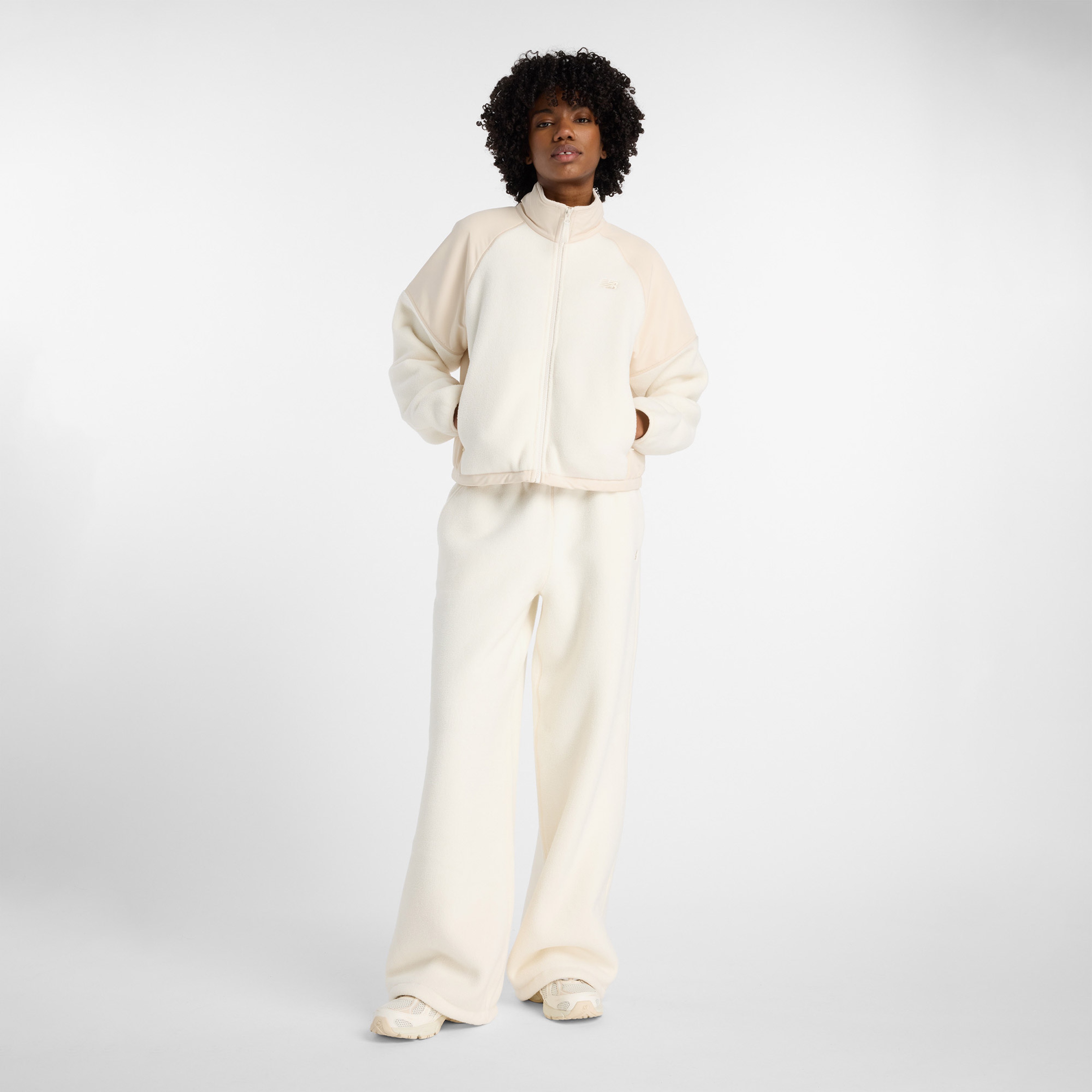 New Balance High Pile Fleece Kadın Beyaz Ceket