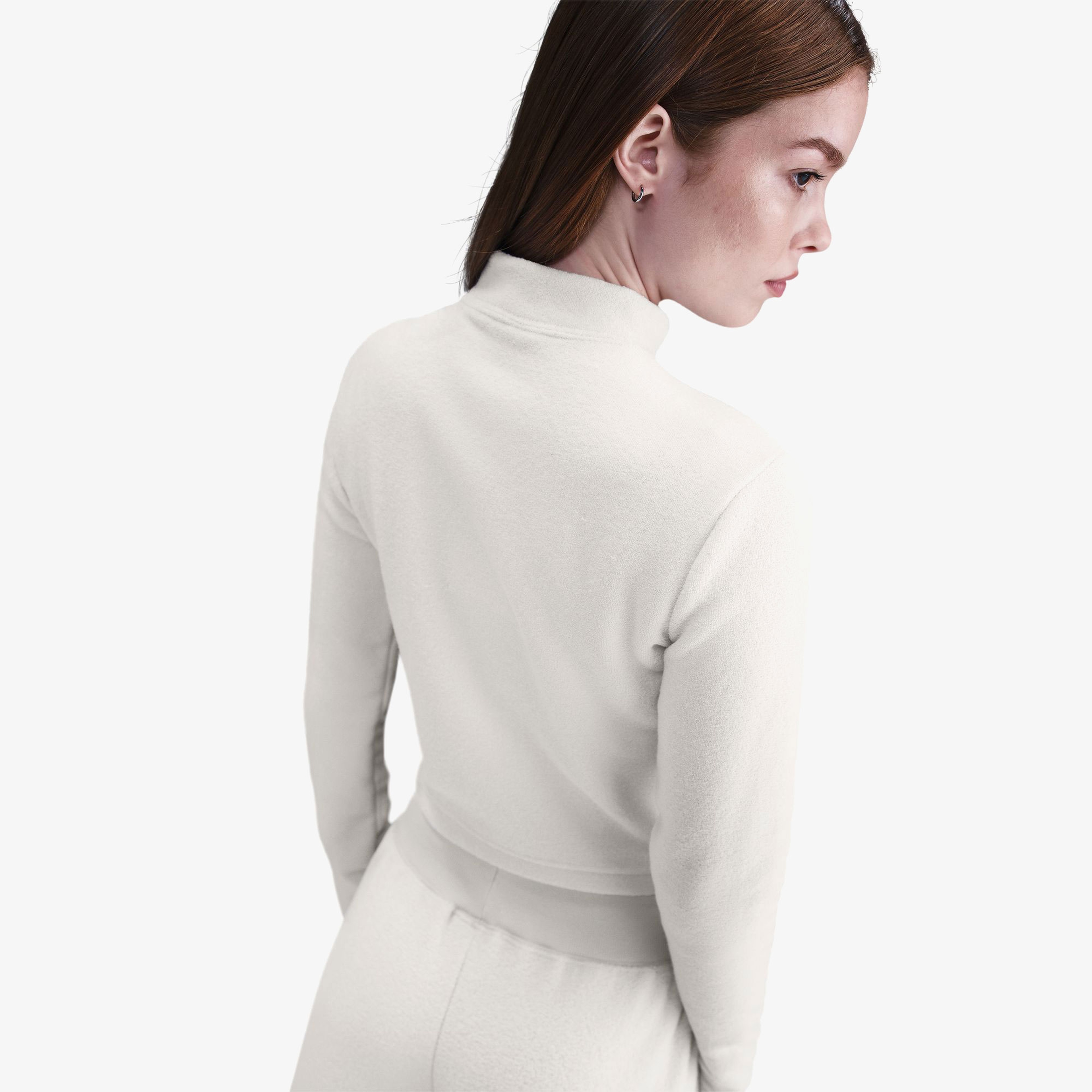 Nike Phoenix Plush Half Zip Kadın Bej Sweatshirt