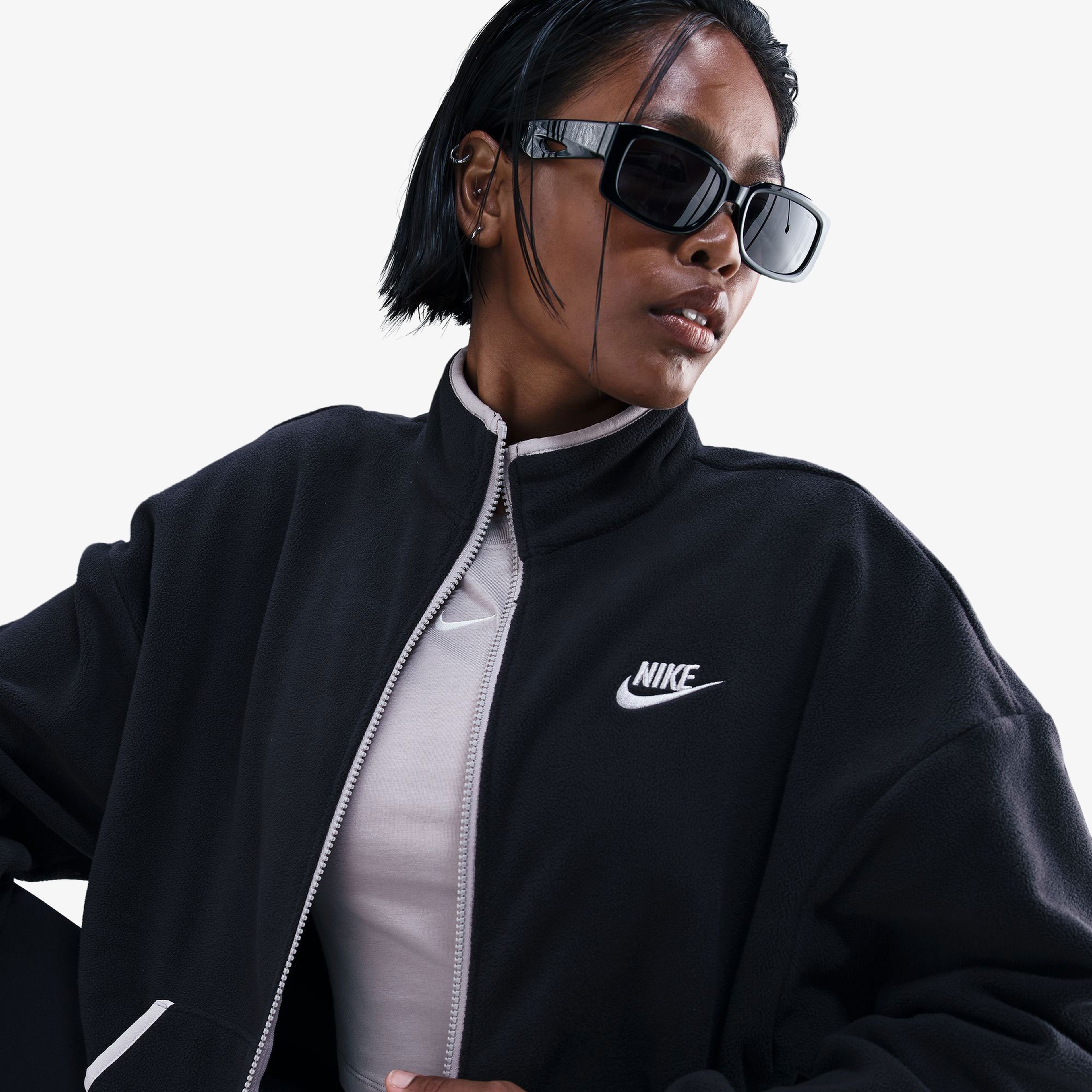 Nike Sportswear Club Fleece Loose Cozy Track Kadın Siyah Ceket