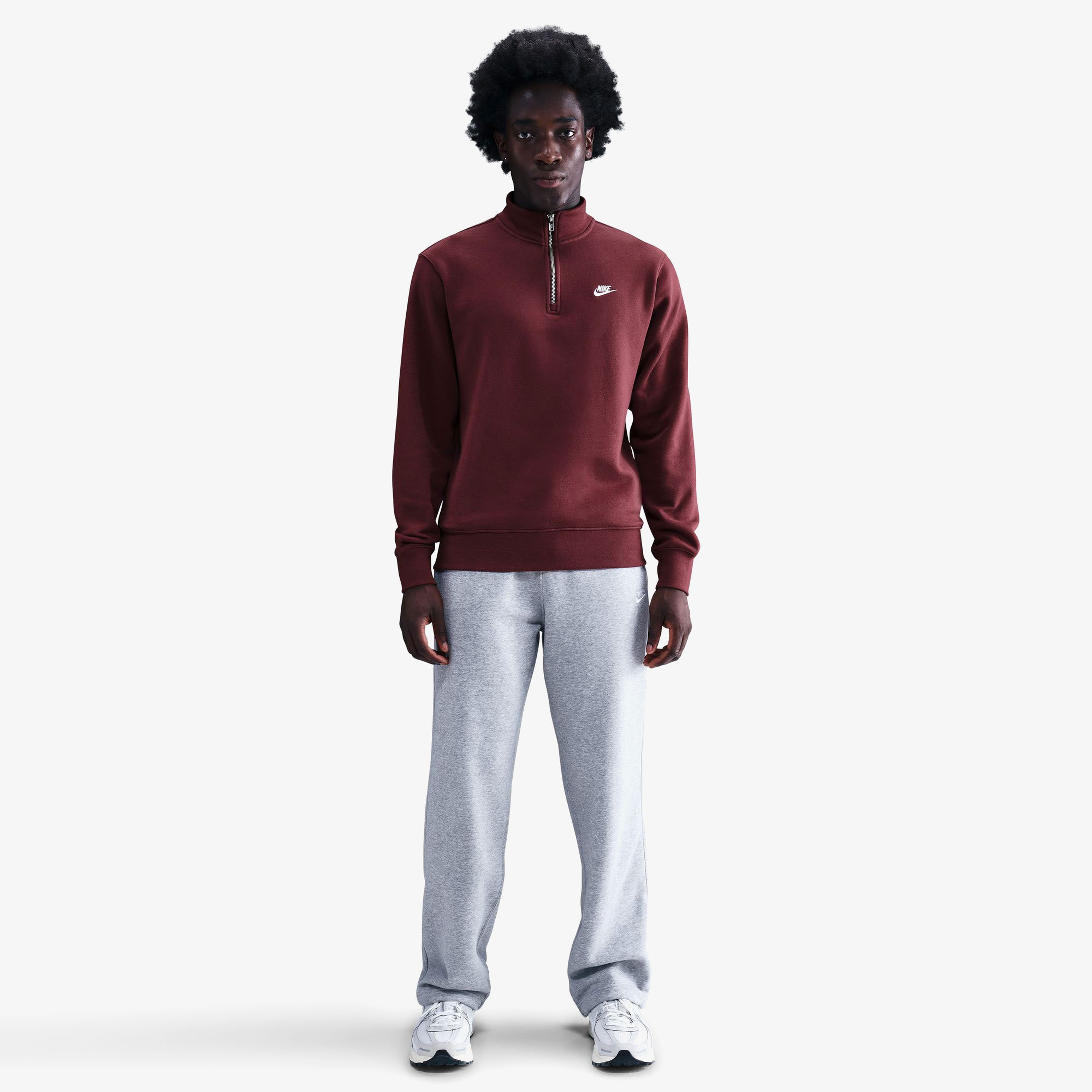 Nike Sportswear Club Half Zip Erkek Bordo Sweatshirt