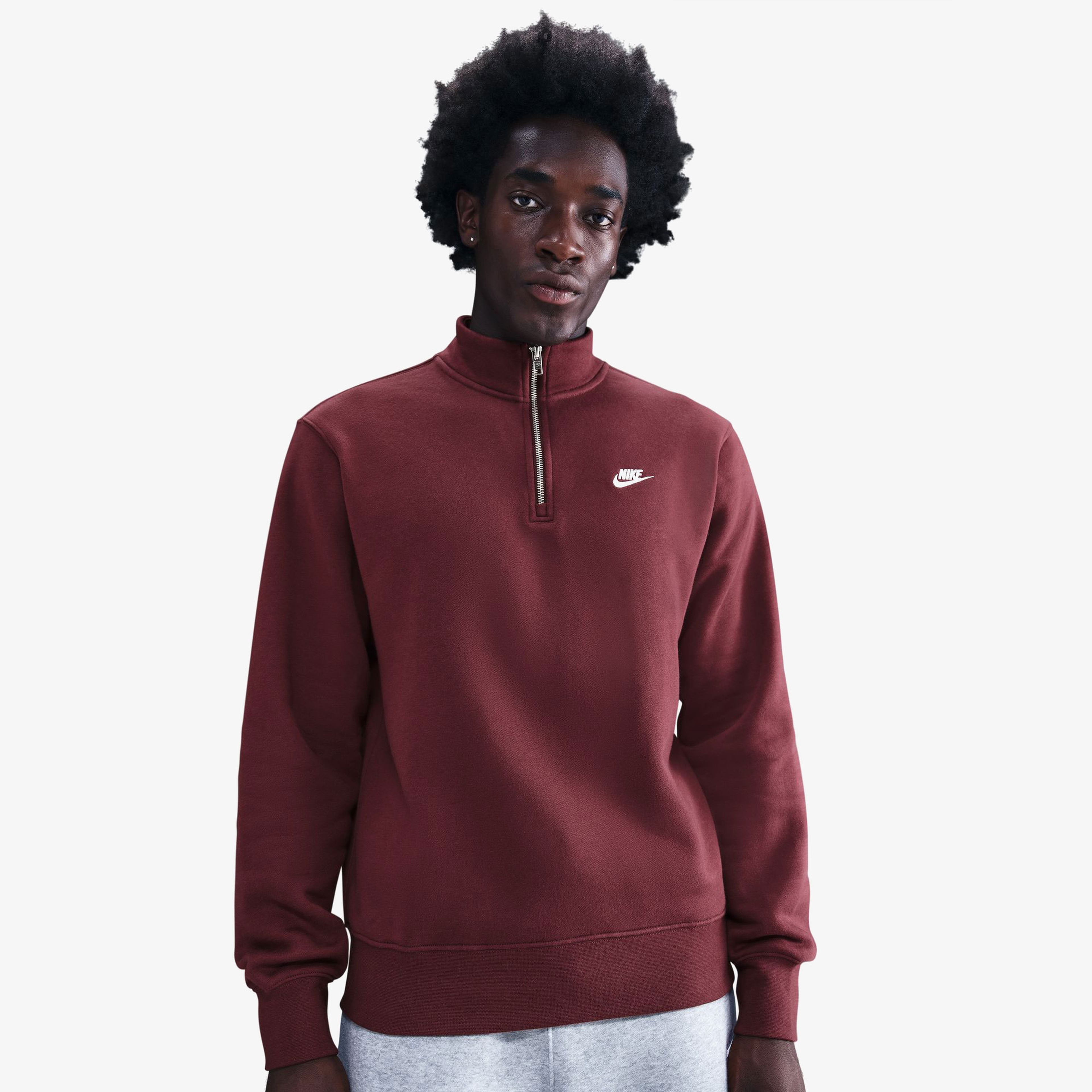 Nike Sportswear Club Half Zip Erkek Bordo Sweatshirt