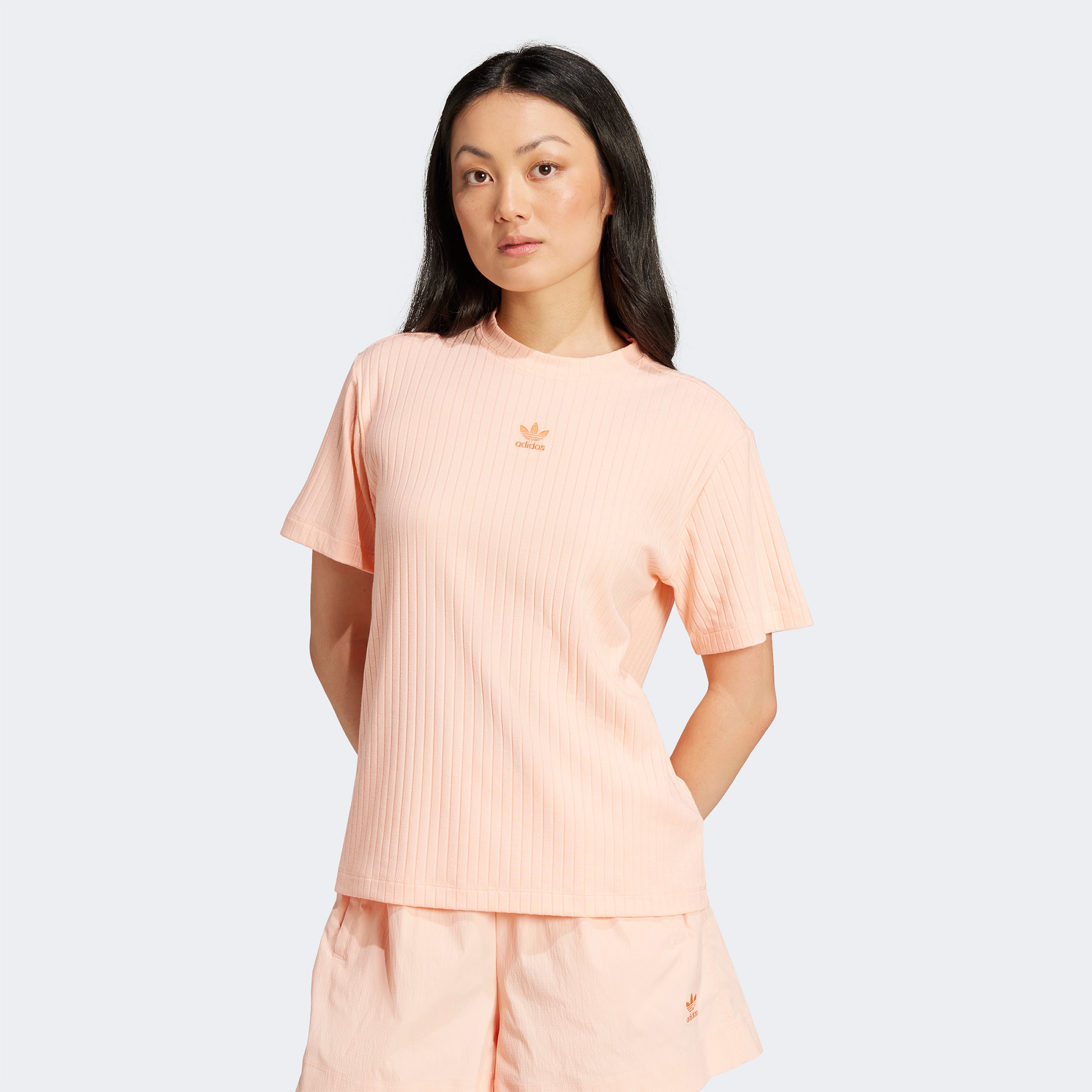 adidas Essentials Wide Rib Kadın Pembe Tişört