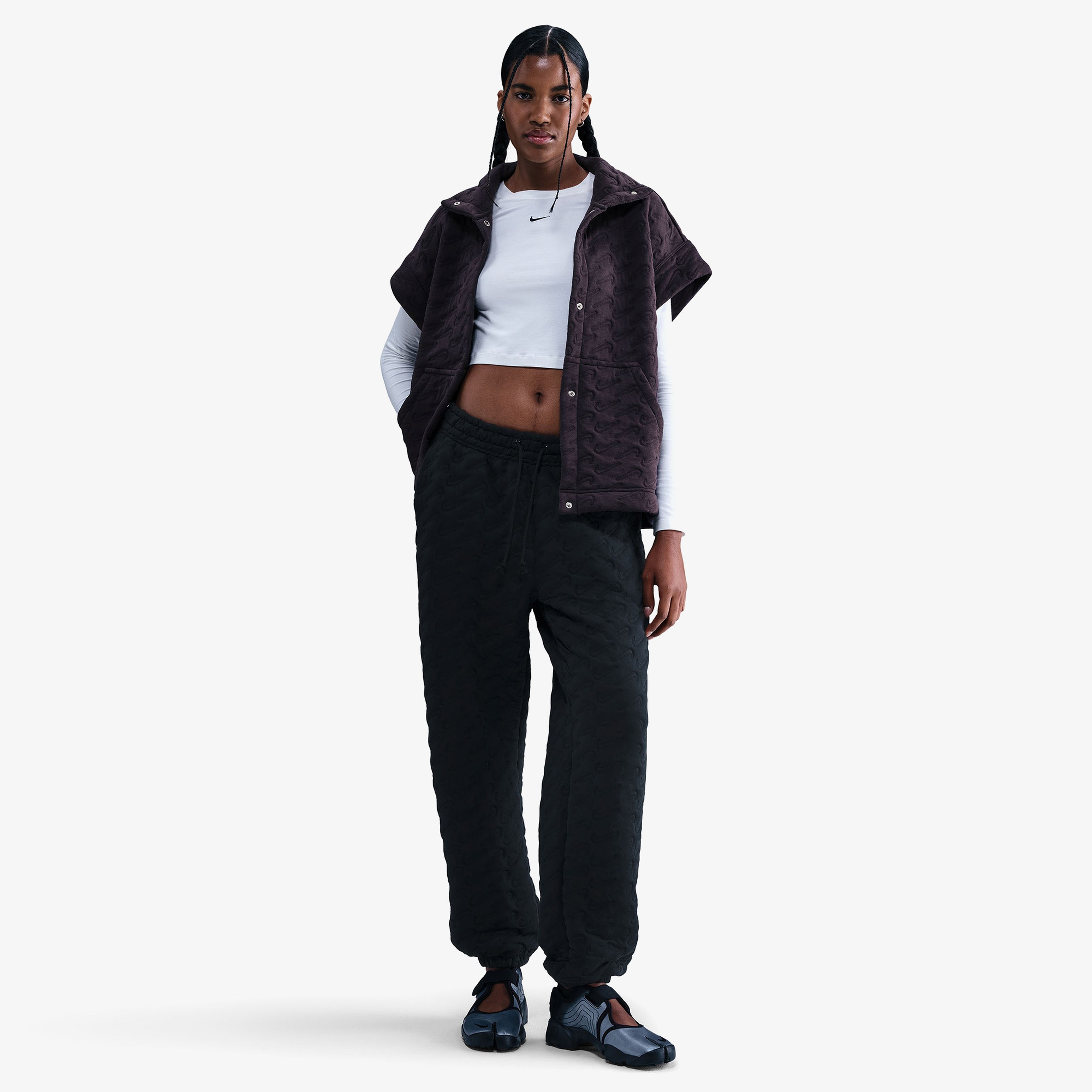 Nike Sportswear Phoenix Fleece Oversized Kadın Mor Yelek