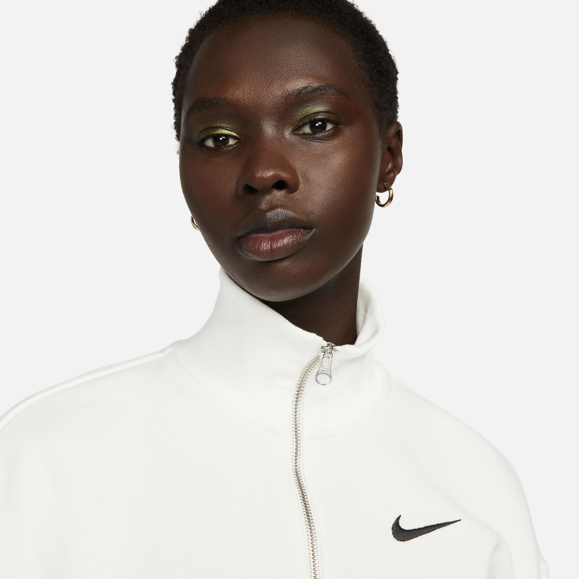 Nike Sportswear Phoenix Fleece 1/4 Zip Crop Kadın Beyaz