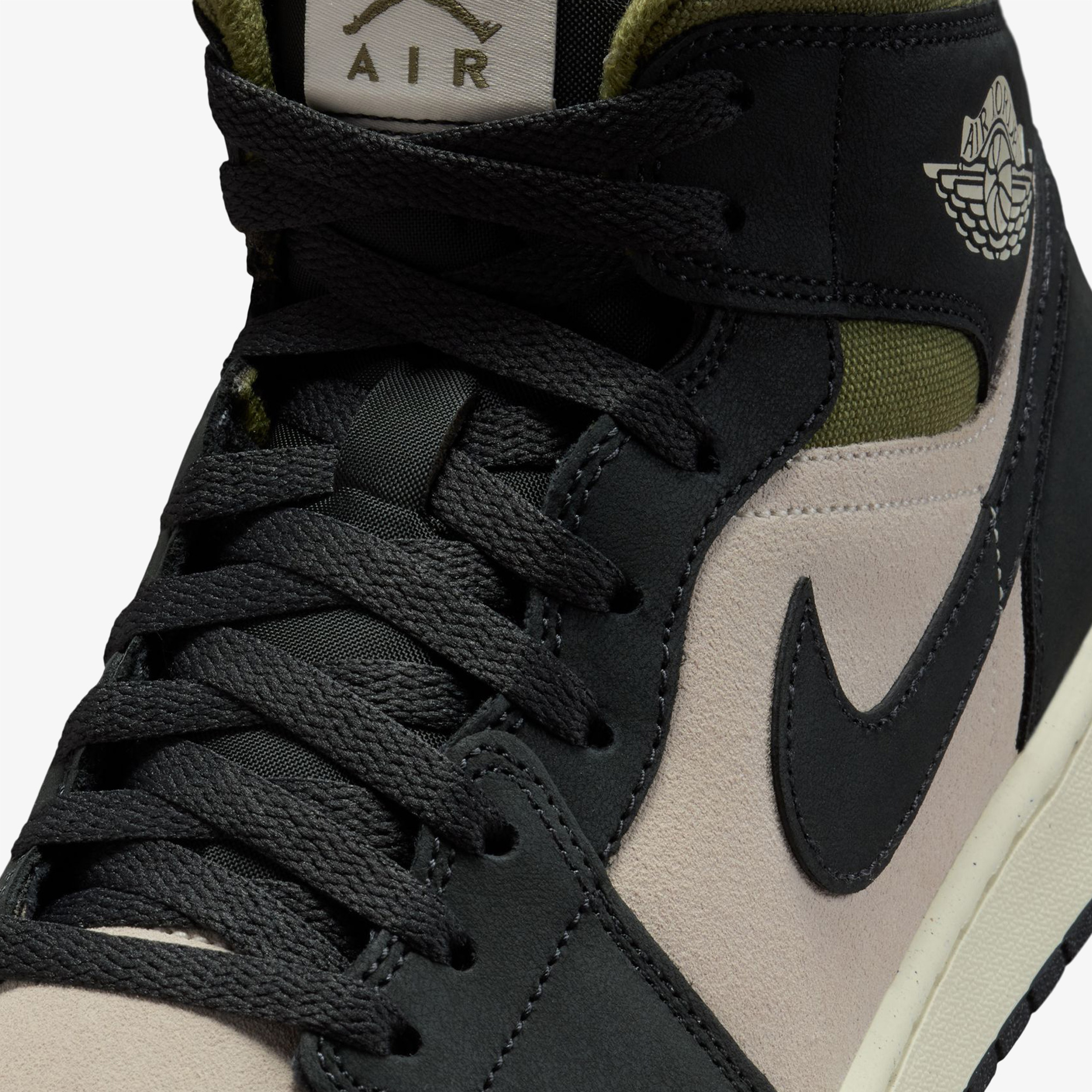 Jordan Air 1 Mid SE Off Noir Medium Olive Erkek Yeşil Spor Ayakkabı