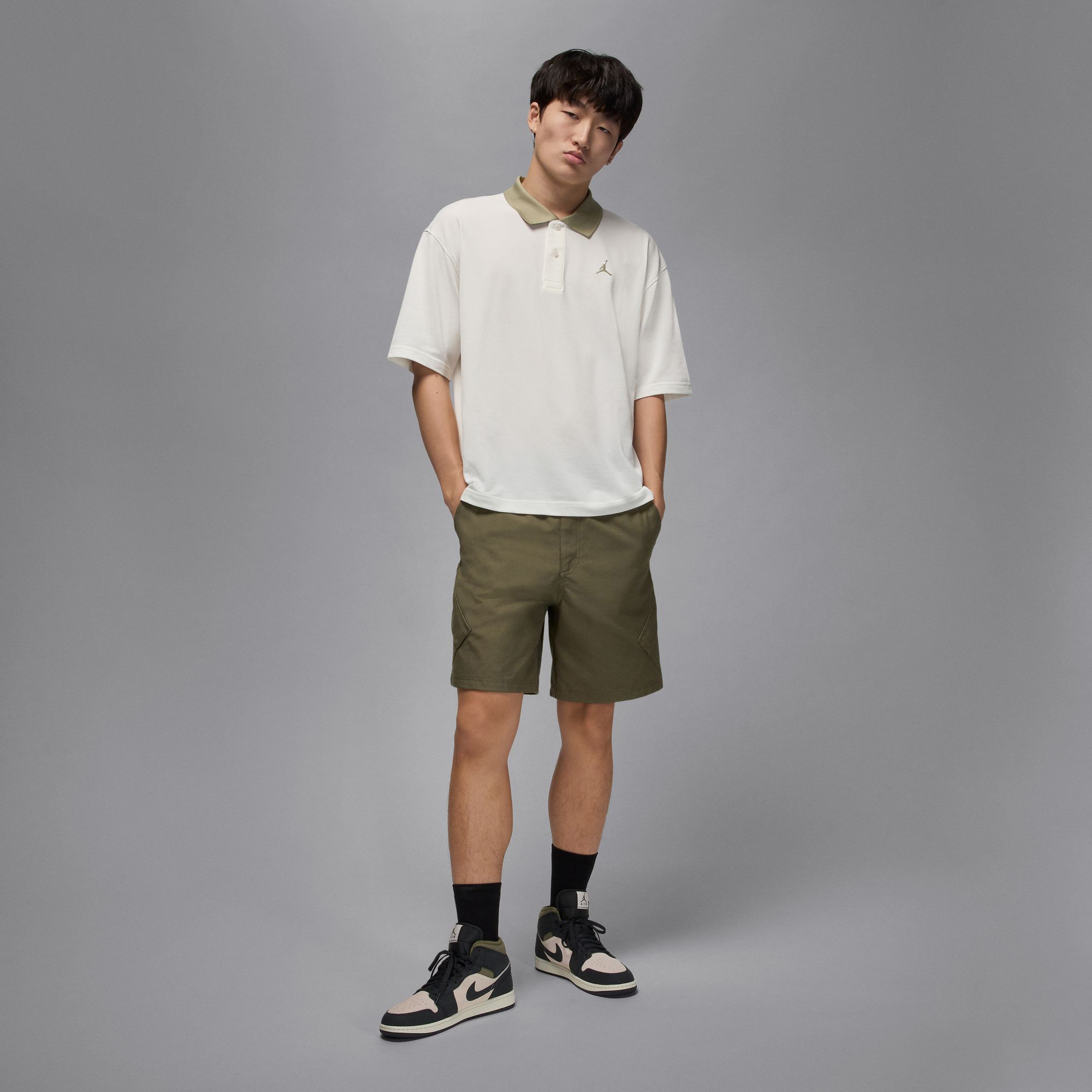 Jordan Air 1 Mid SE Off Noir Medium Olive Erkek Yeşil Spor Ayakkabı