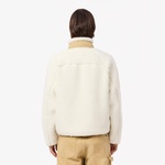 Erkek Dik Yaka Desenli Beyaz Mont