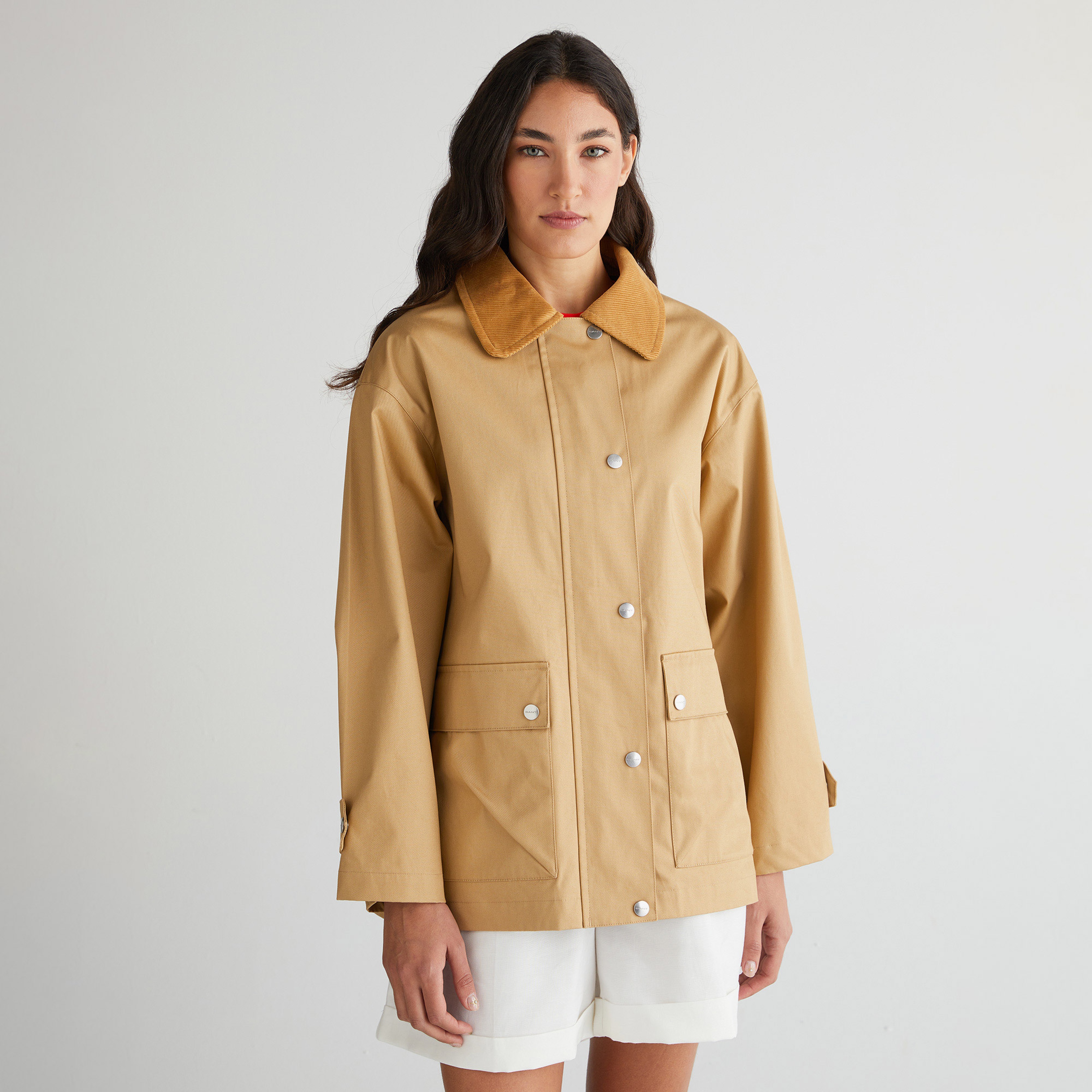 GANT Kadın Bej Relaxed Fit Klasik Yaka Ceket