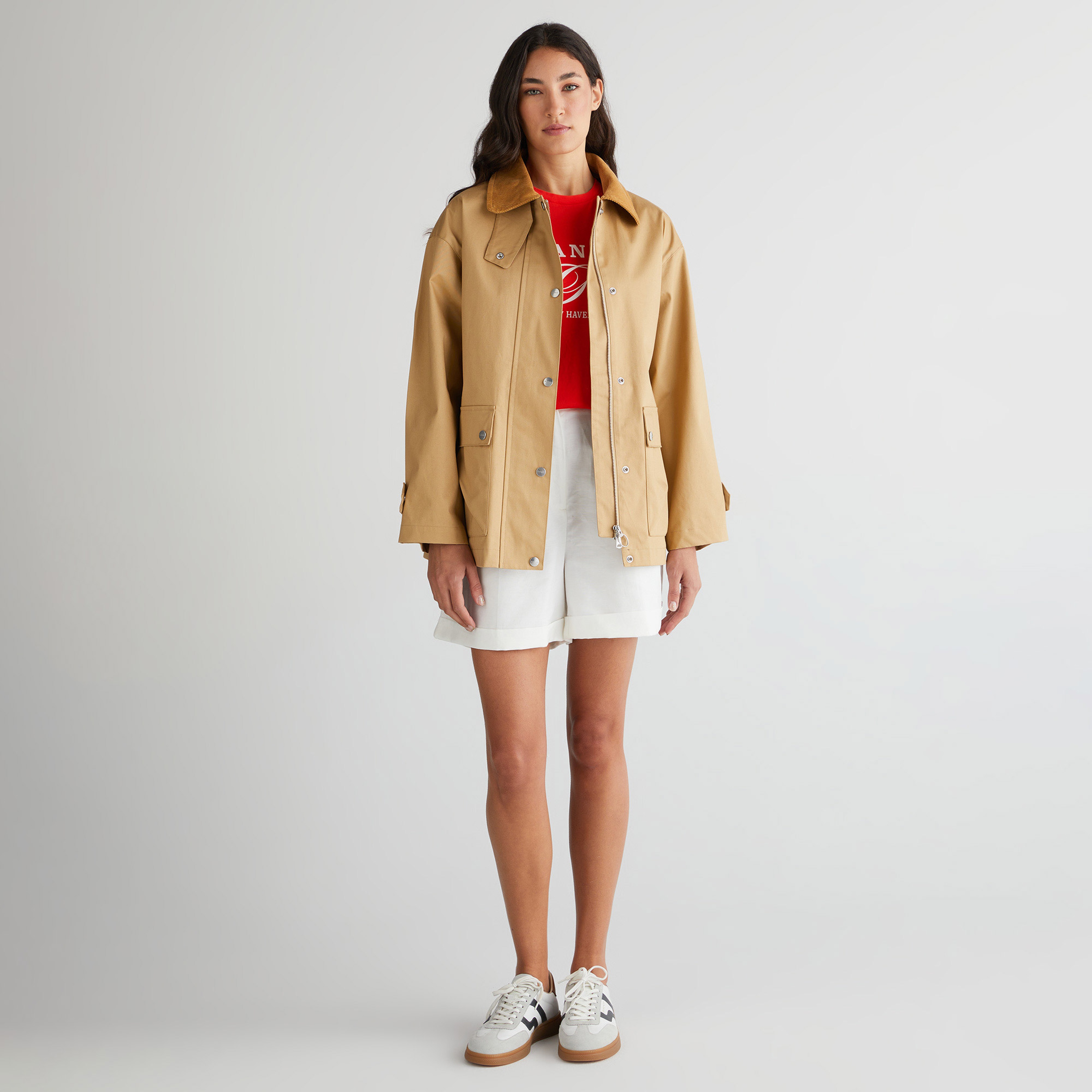 GANT Kadın Bej Relaxed Fit Klasik Yaka Ceket