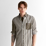 GANT Erkek Yeşil Regular Fit Düğmeli Yaka Çizgili Gömlek