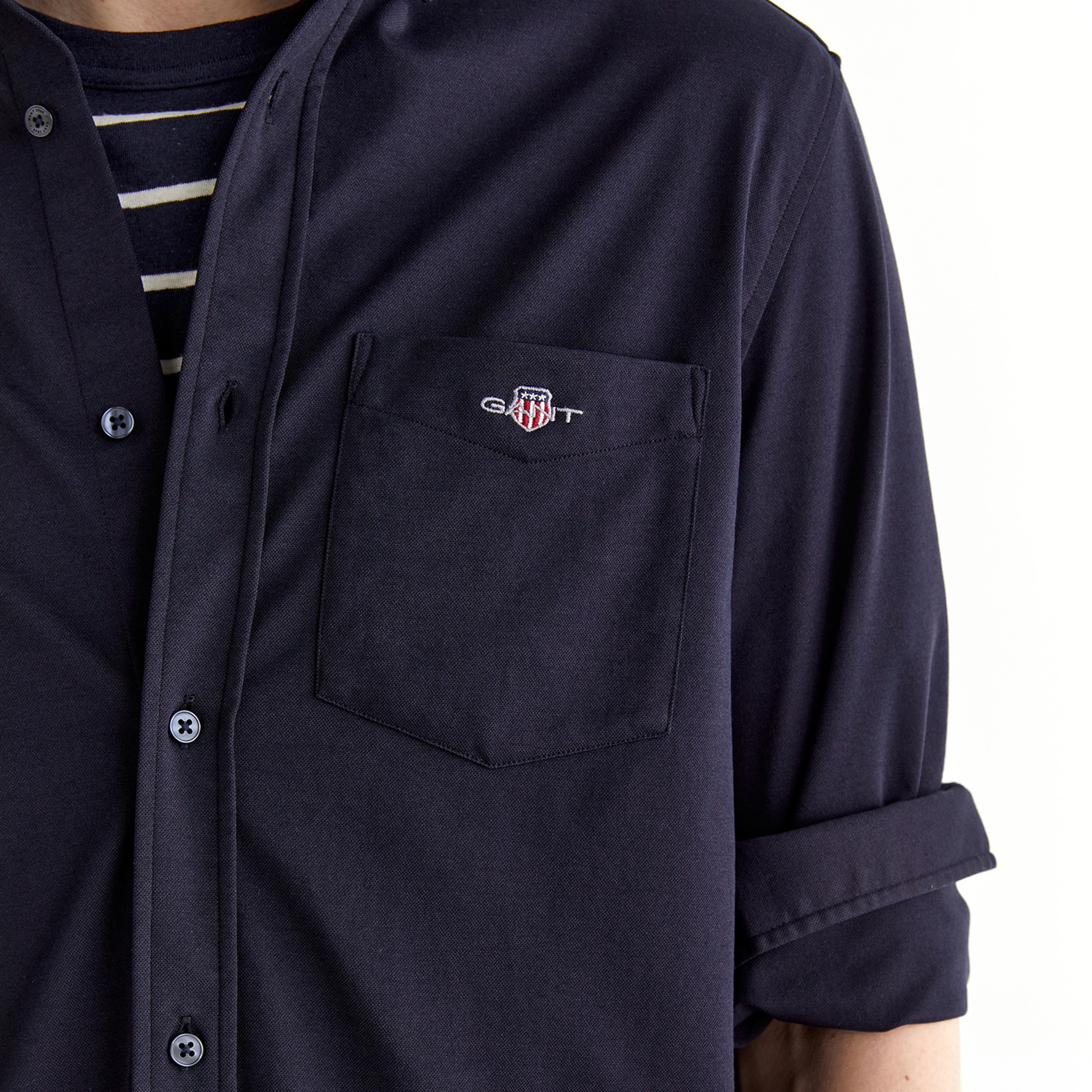 GANT Erkek Lacivert Regular Fit Düğmeli Yaka Gömlek