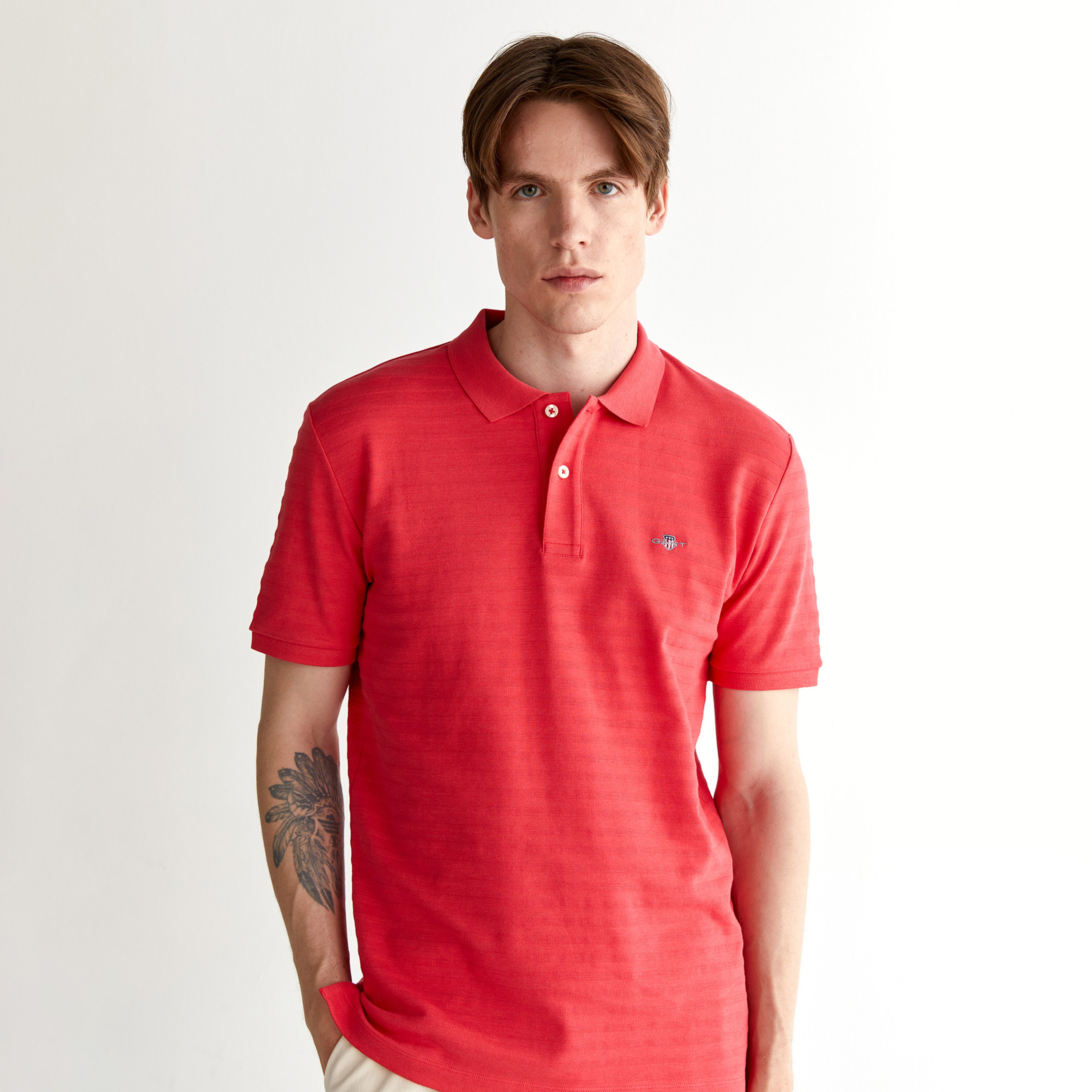GANT Erkek Kırmızı Regular Fit Çizgili Polo