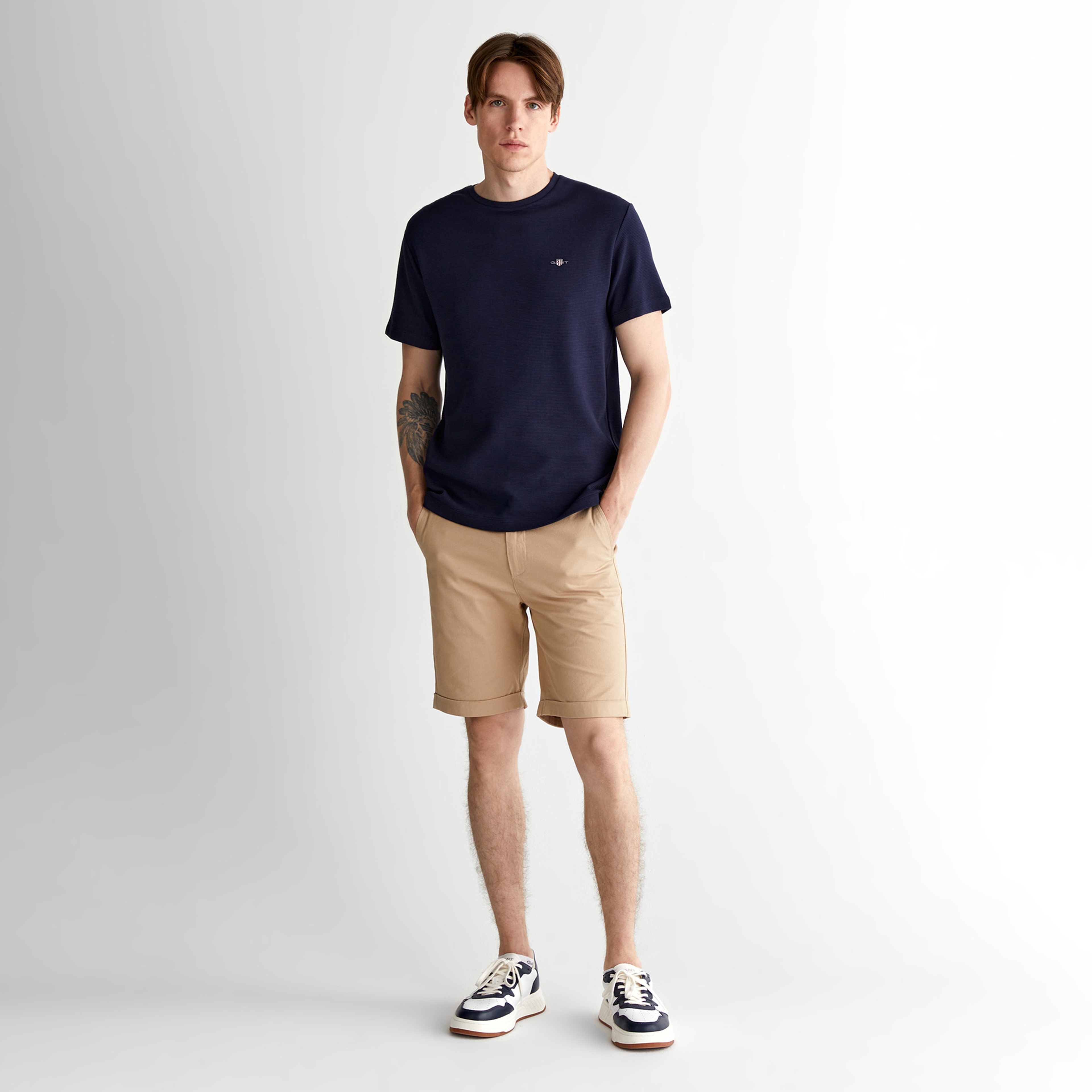 GANT Erkek Lacivert Regular Fit Bisiklet Yaka T-Shirt