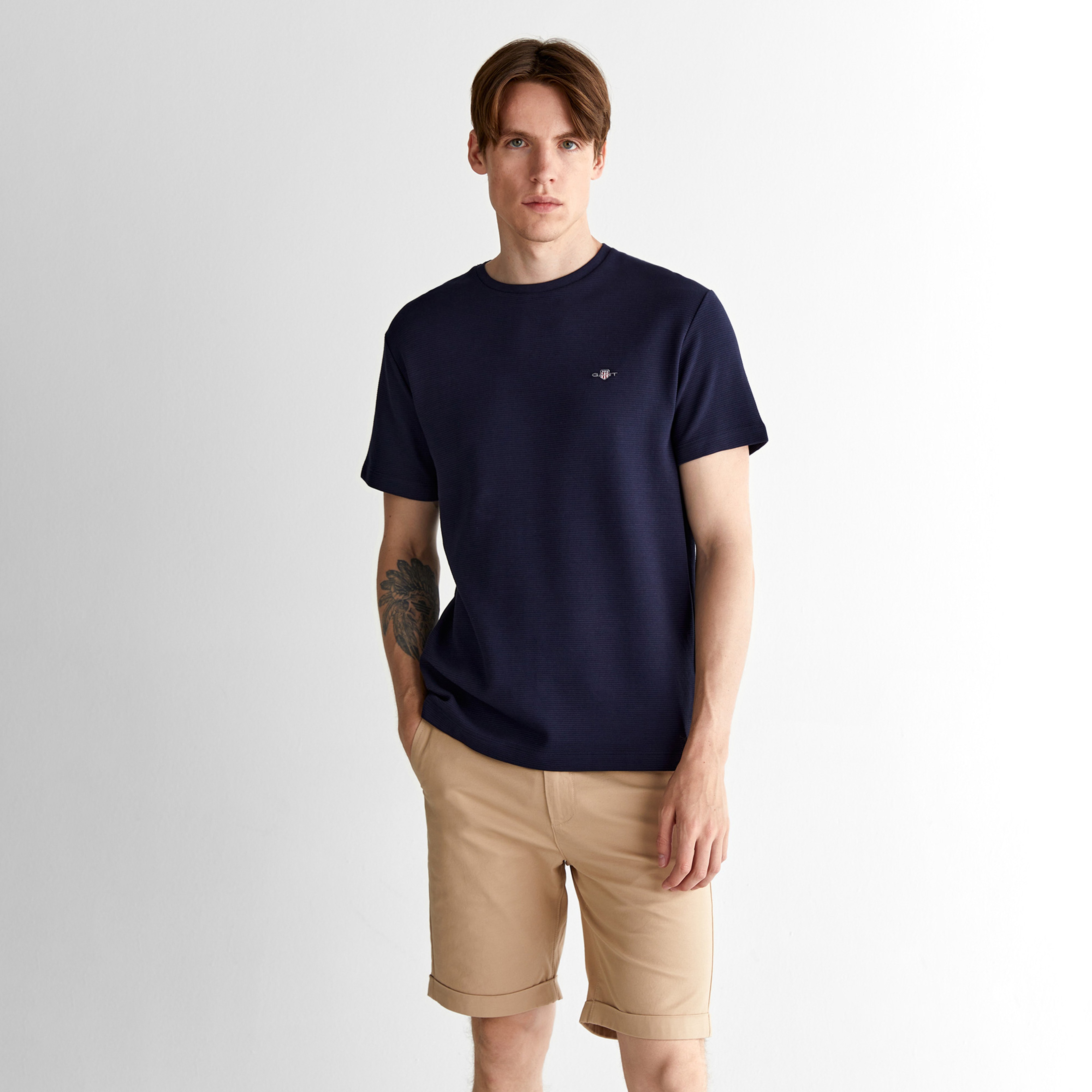 GANT Erkek Lacivert Regular Fit Bisiklet Yaka T-Shirt