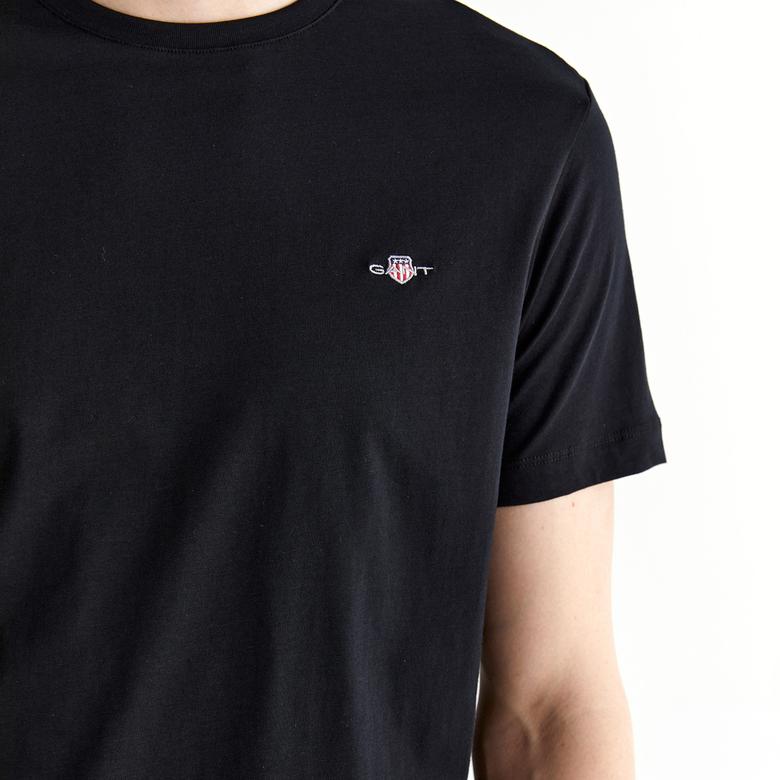 GANT Erkek Siyah Regular Fit Bisiklet Yaka T-shirt