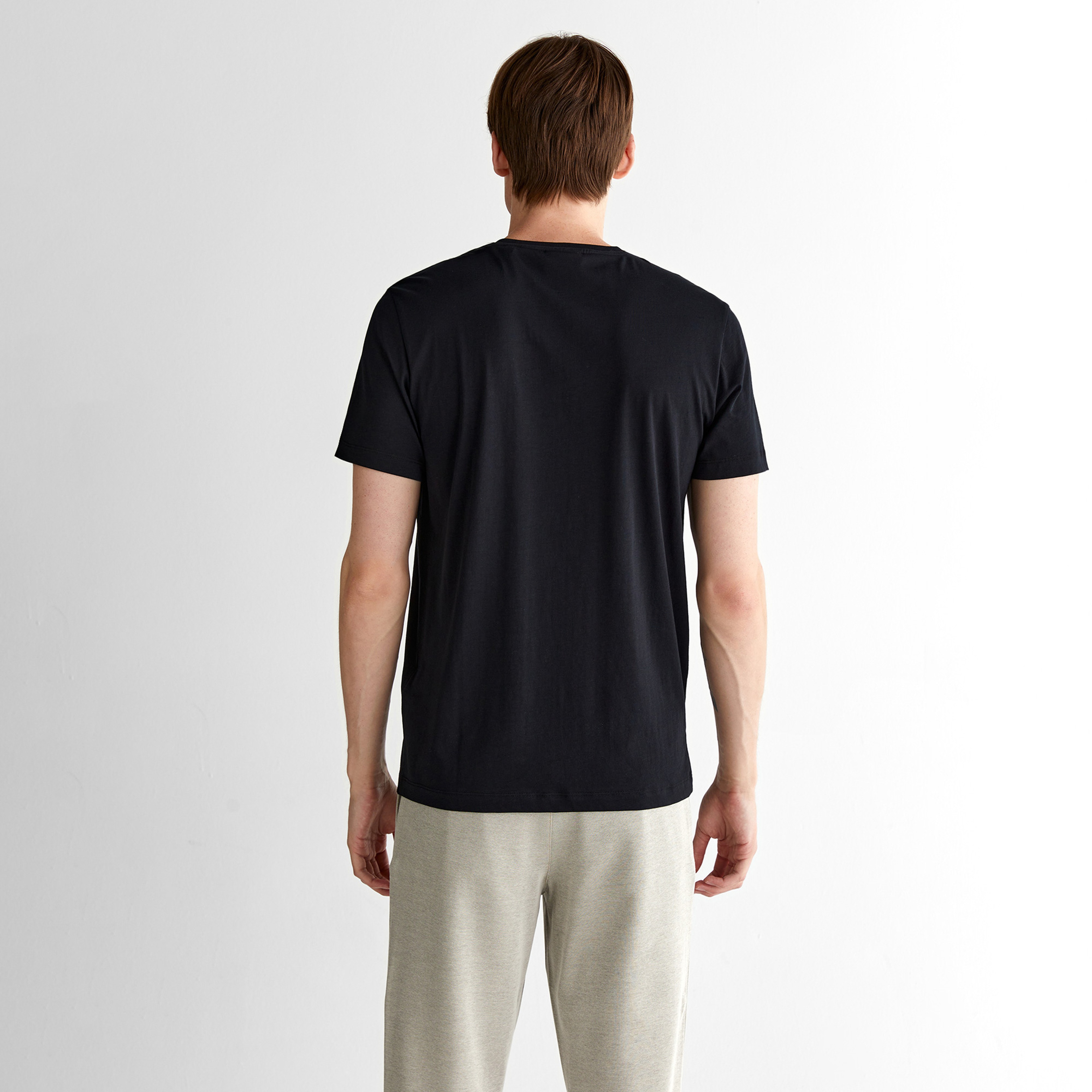 GANT Erkek Siyah Regular Fit Bisiklet Yaka T-shirt