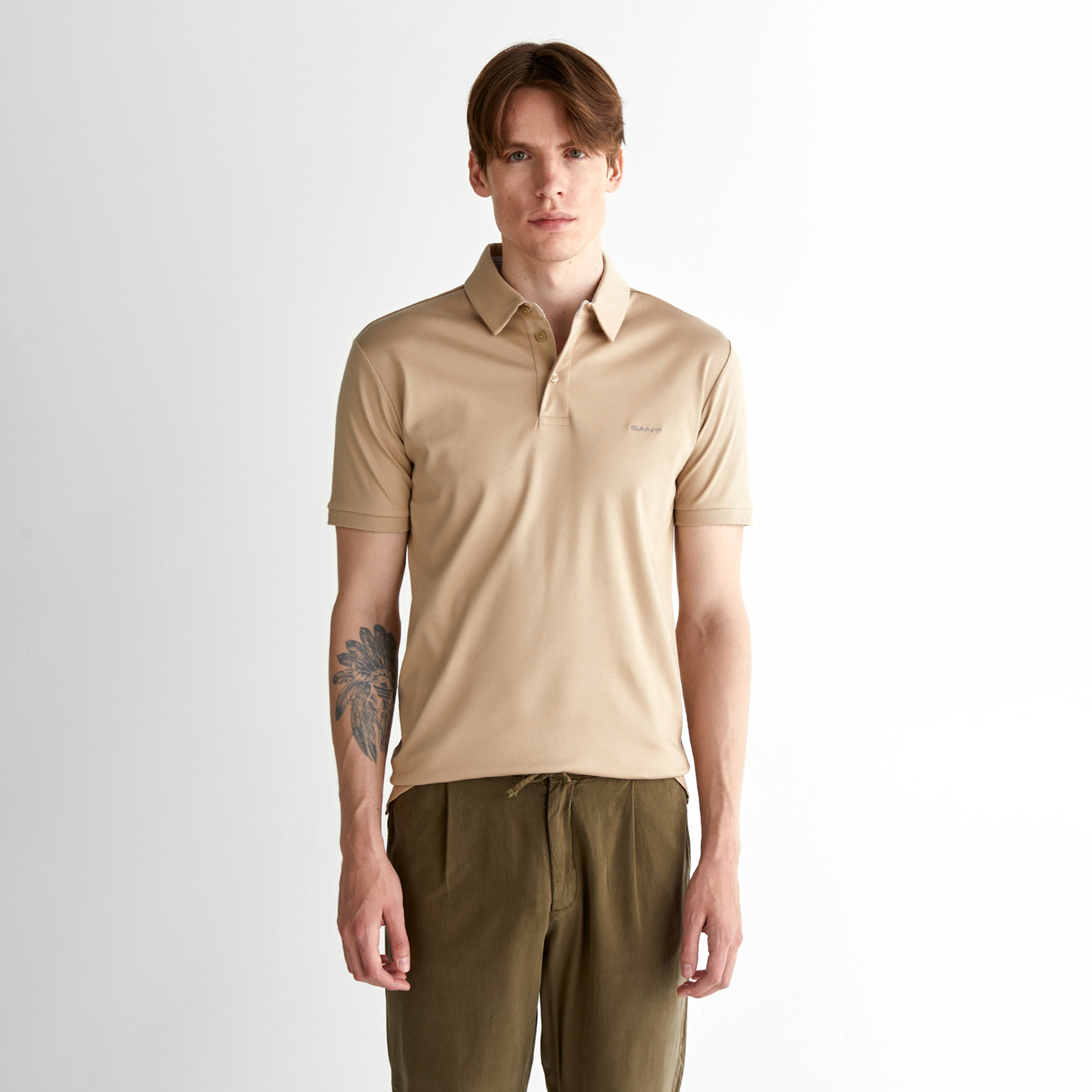 GANT Erkek Bej Slim Fit Polo