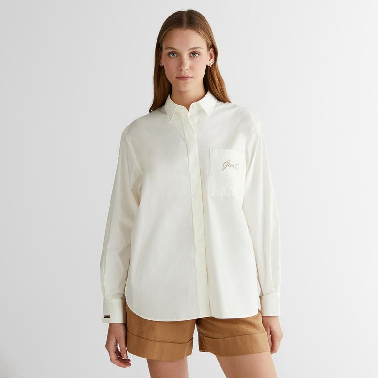GANT Kadın Krem Klasik Yaka Gömlek
