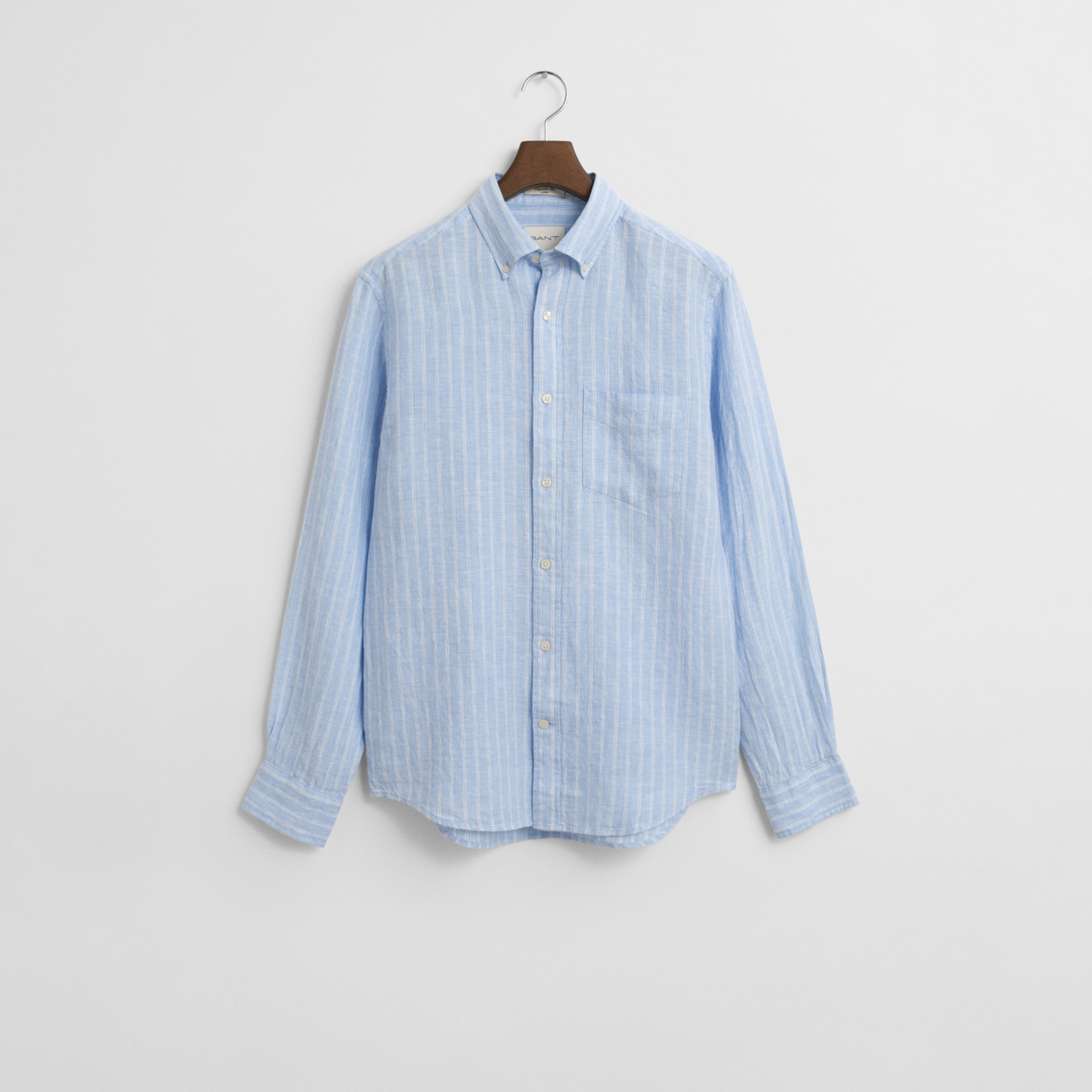 GANT Erkek Mavi Regular Fit Düğmeli Yaka Çizgili Gömlek