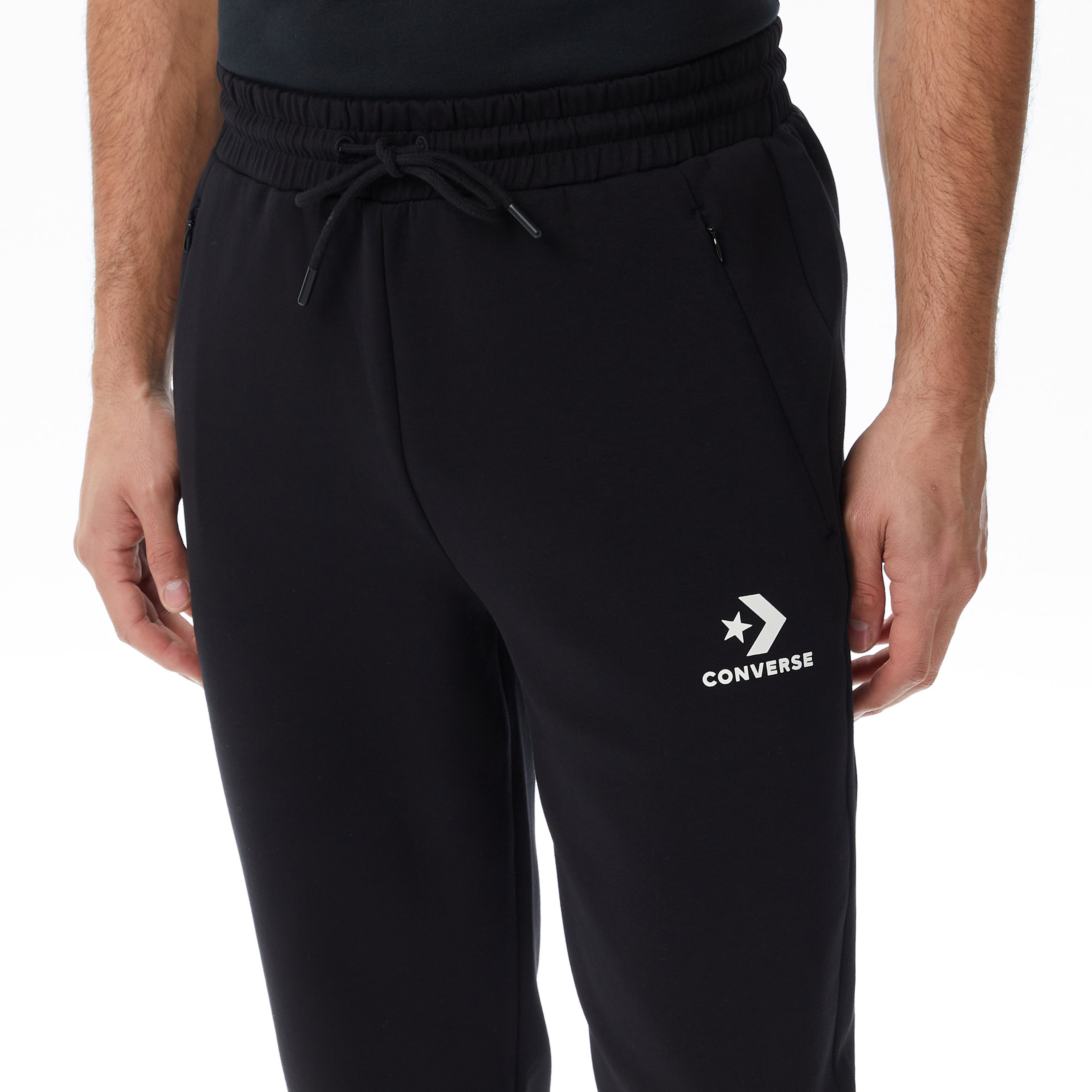 Converse Star Chevron Baskılı Erkek Oversize Fit Siyah Eşofman Alti