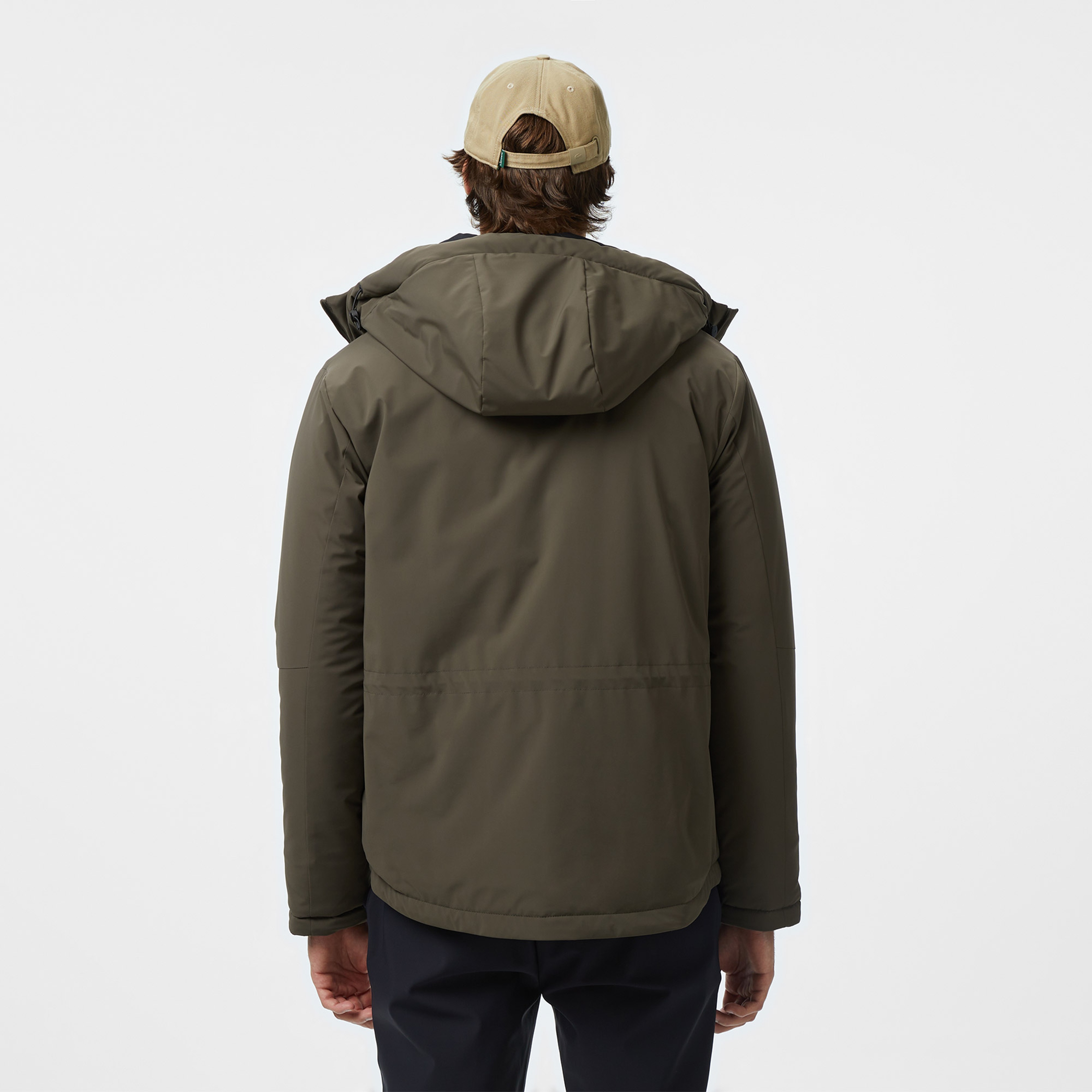 Erkek Kapüşonlu Haki Mont