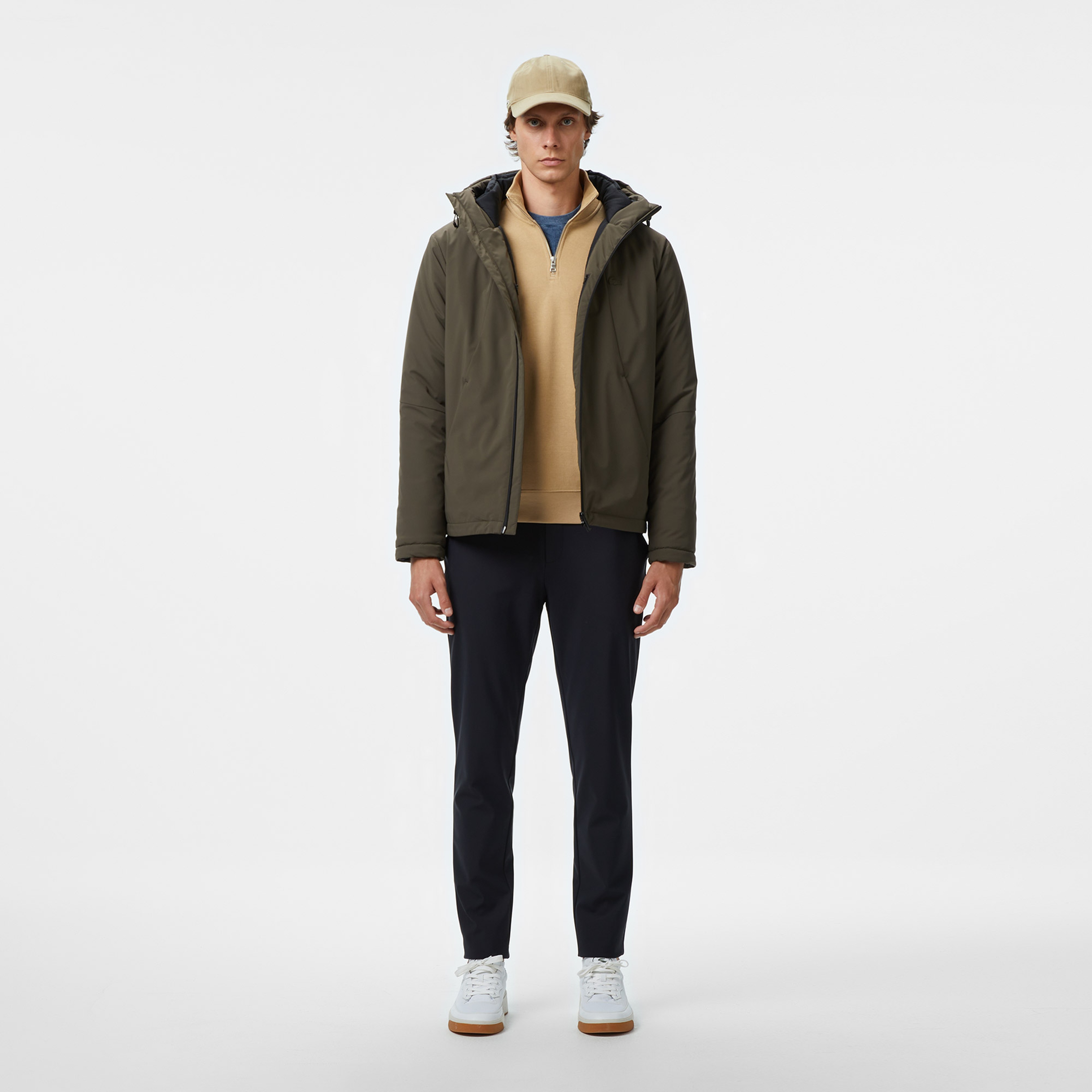 Erkek Kapüşonlu Haki Mont