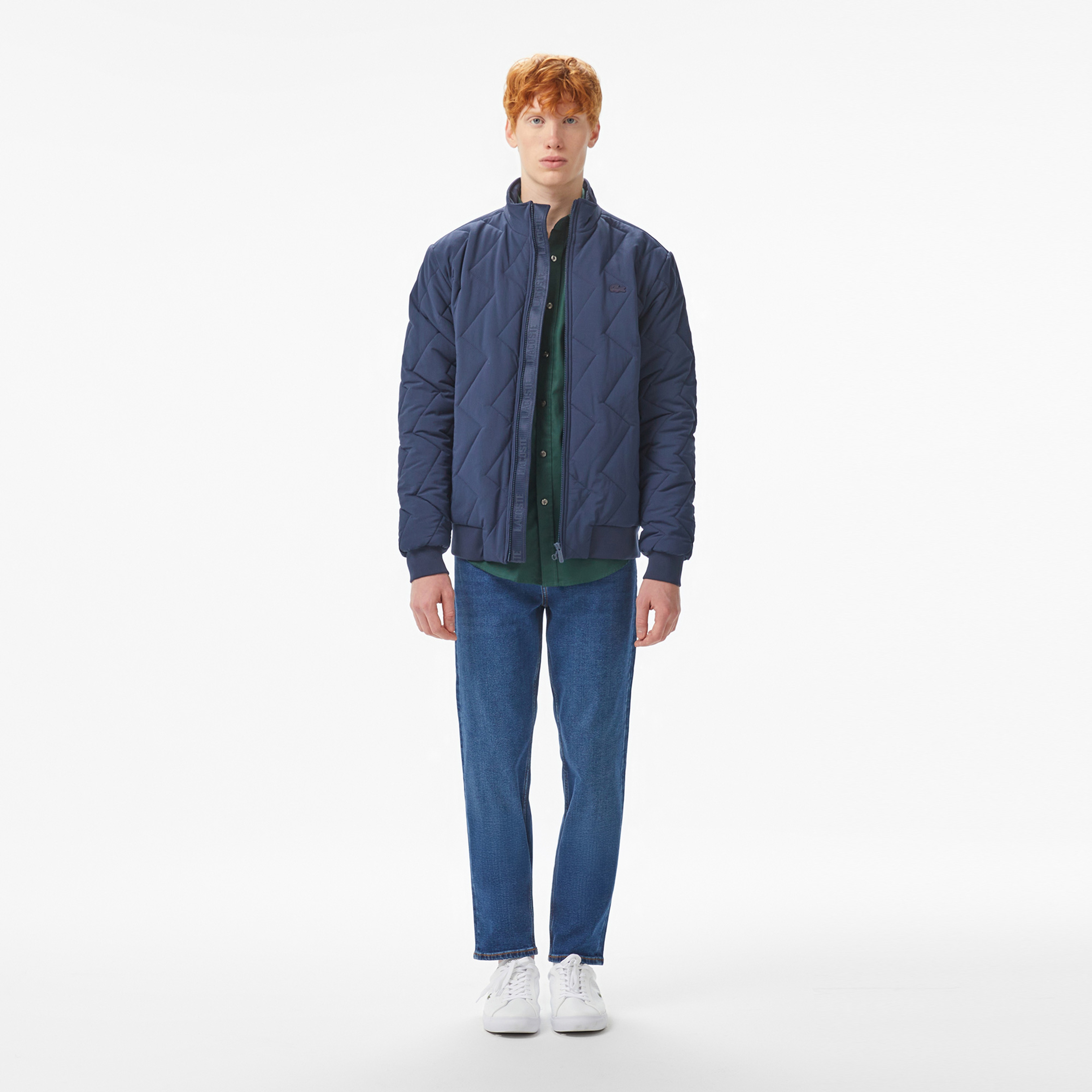 Erkek Dik Yaka Kapitone Lacivert Mont