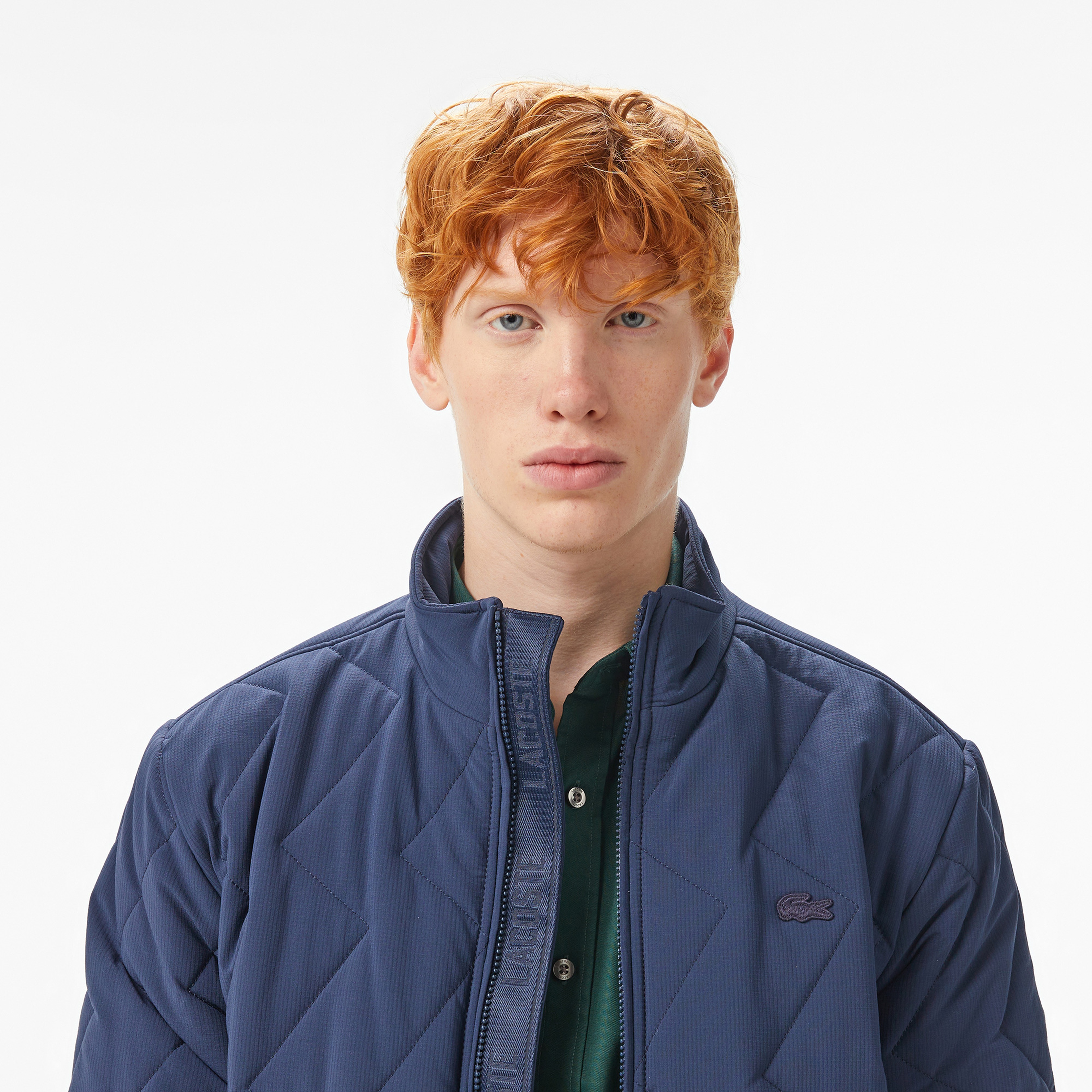 Erkek Dik Yaka Kapitone Lacivert Mont