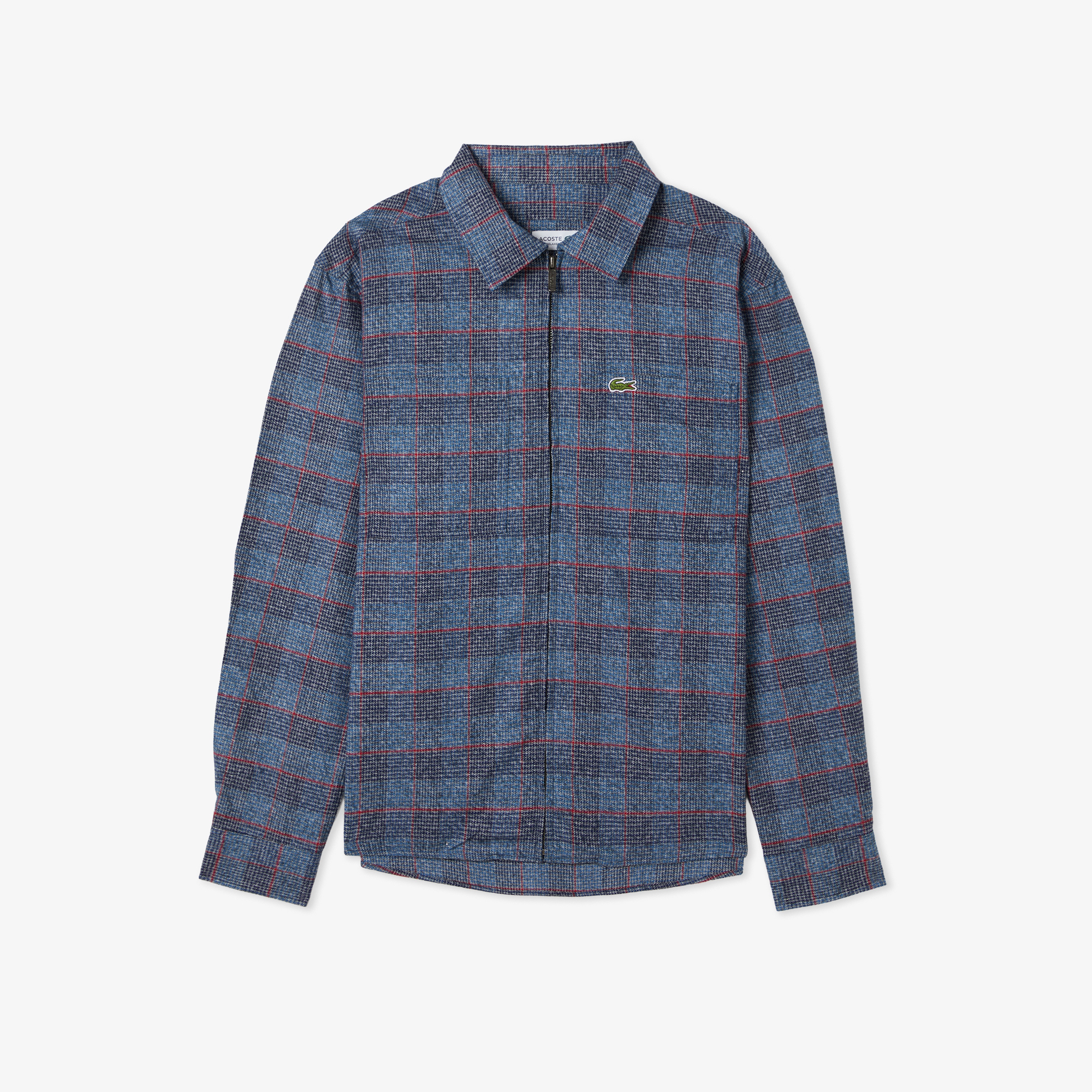 Erkek Relaxed Fit Gömlek Yaka Ekose Lacivert Dış Gömlek