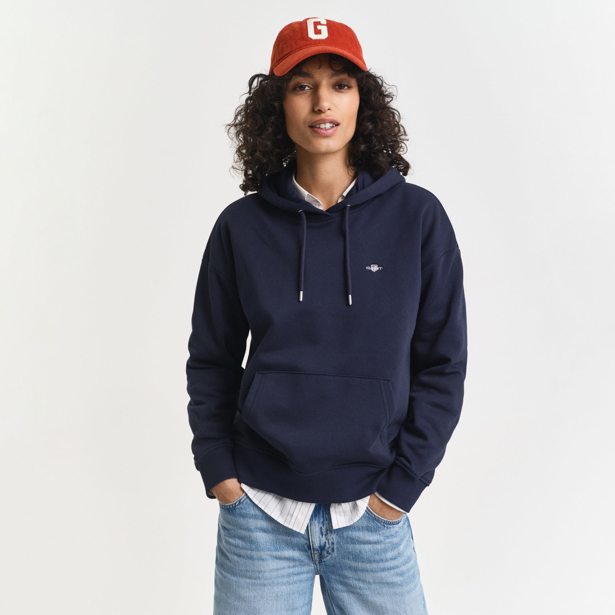 GANT Kadın Lacivert Relaxed Fit Kapüşonlu Sweatshirt