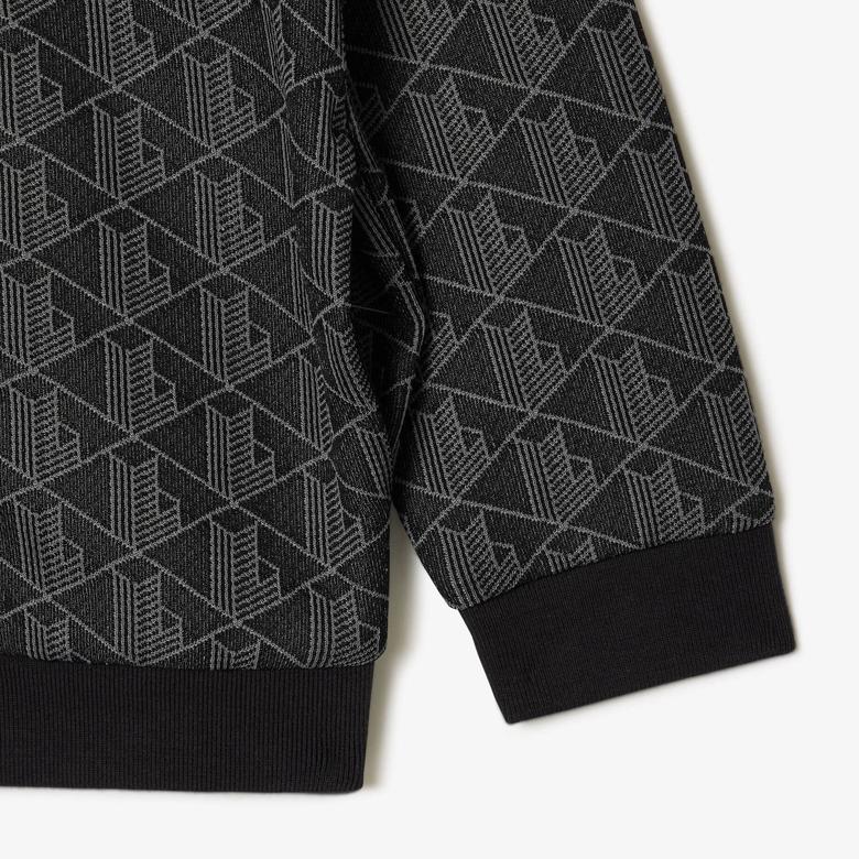 Çocuk Fermuarlı Monogram Siyah Sweatshirt