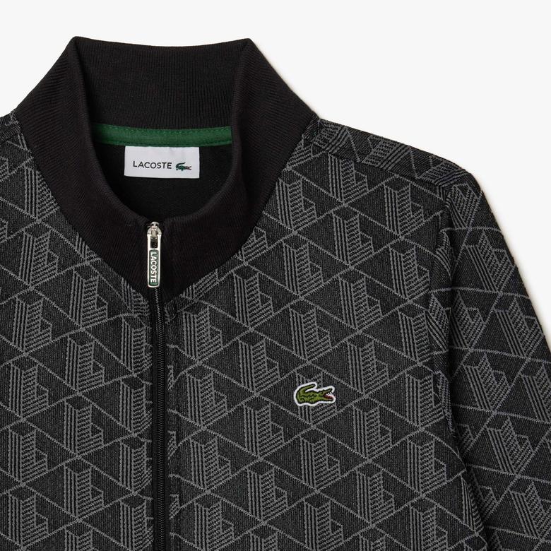 Çocuk Fermuarlı Monogram Siyah Sweatshirt