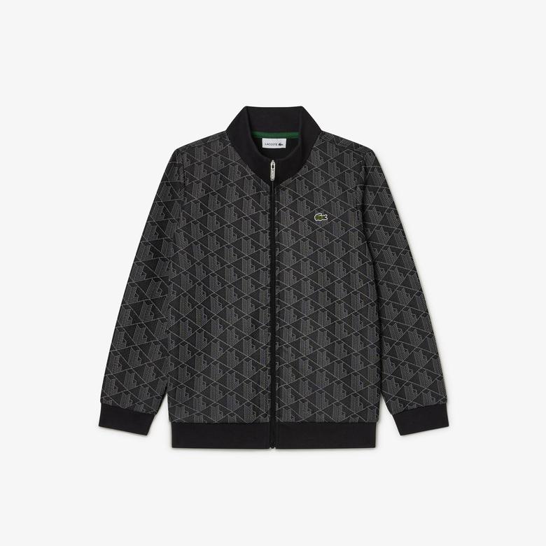 Çocuk Fermuarlı Monogram Siyah Sweatshirt