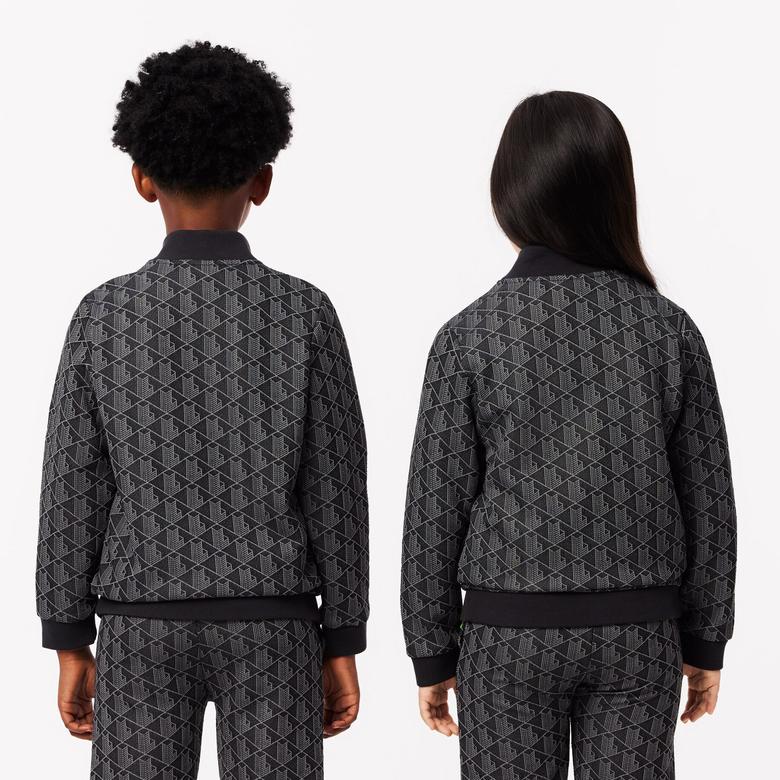 Çocuk Fermuarlı Monogram Siyah Sweatshirt