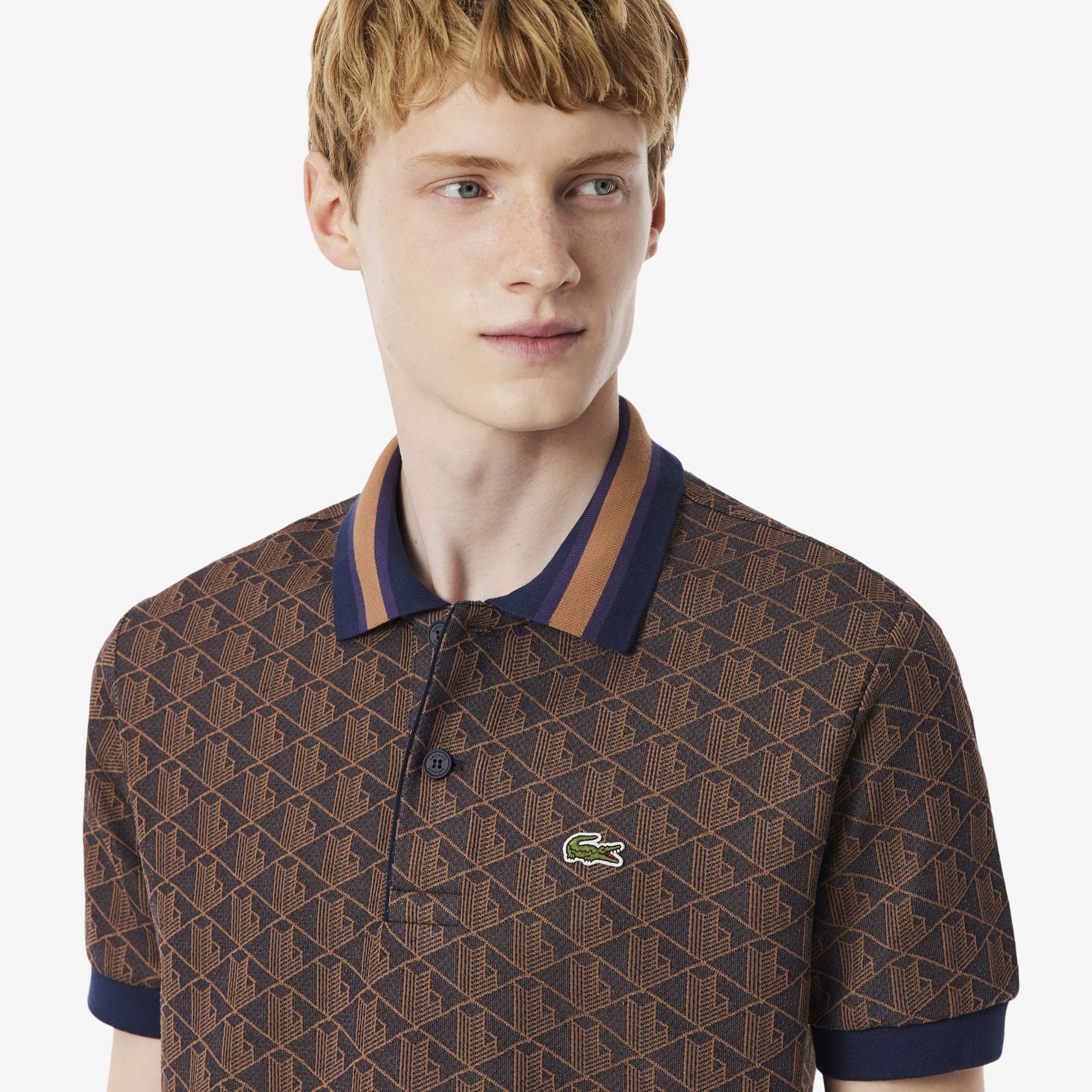 Lacoste Erkek Classic Fit Monogram Mor Polo