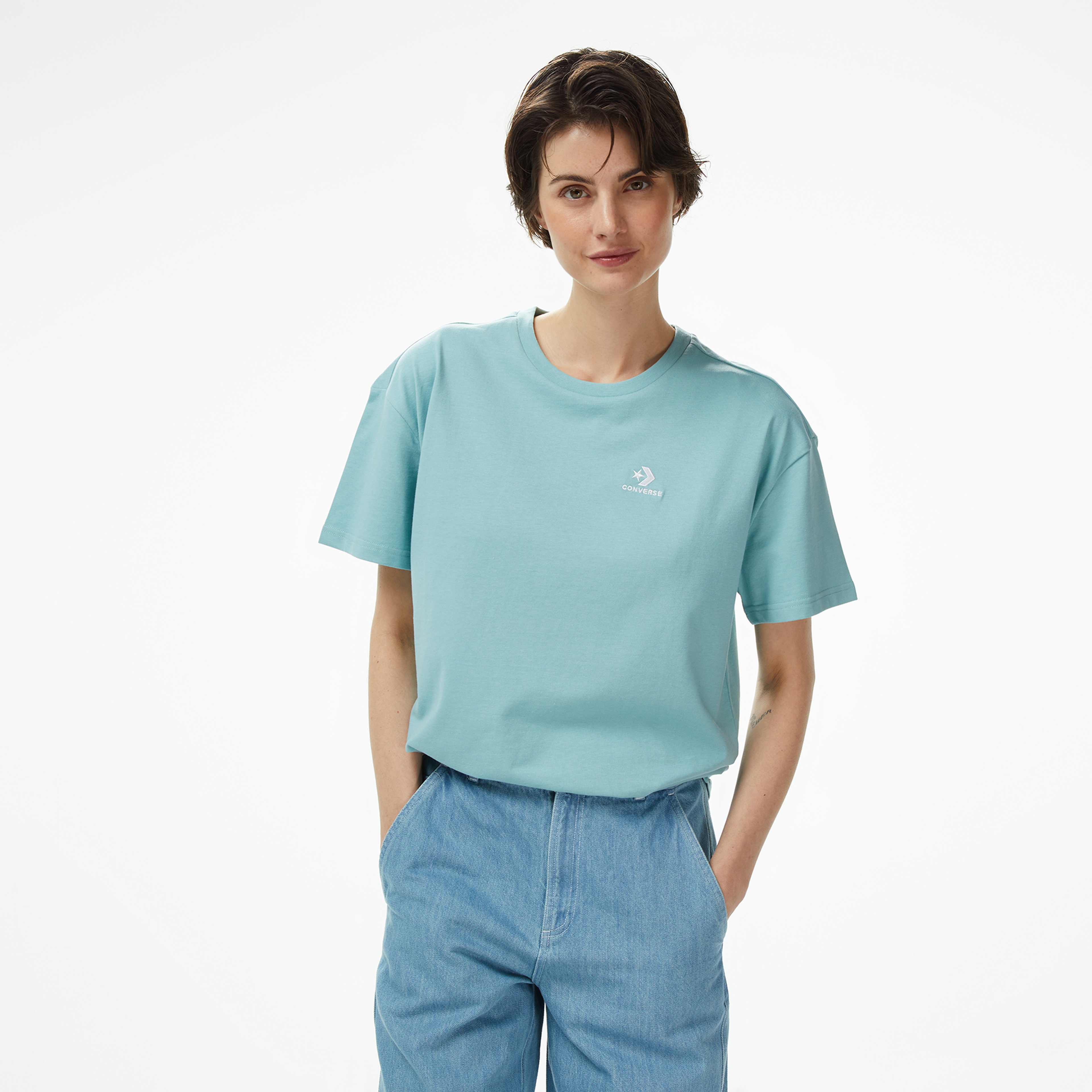 Converse Star Chevron Kadın Mavi T-Shirt