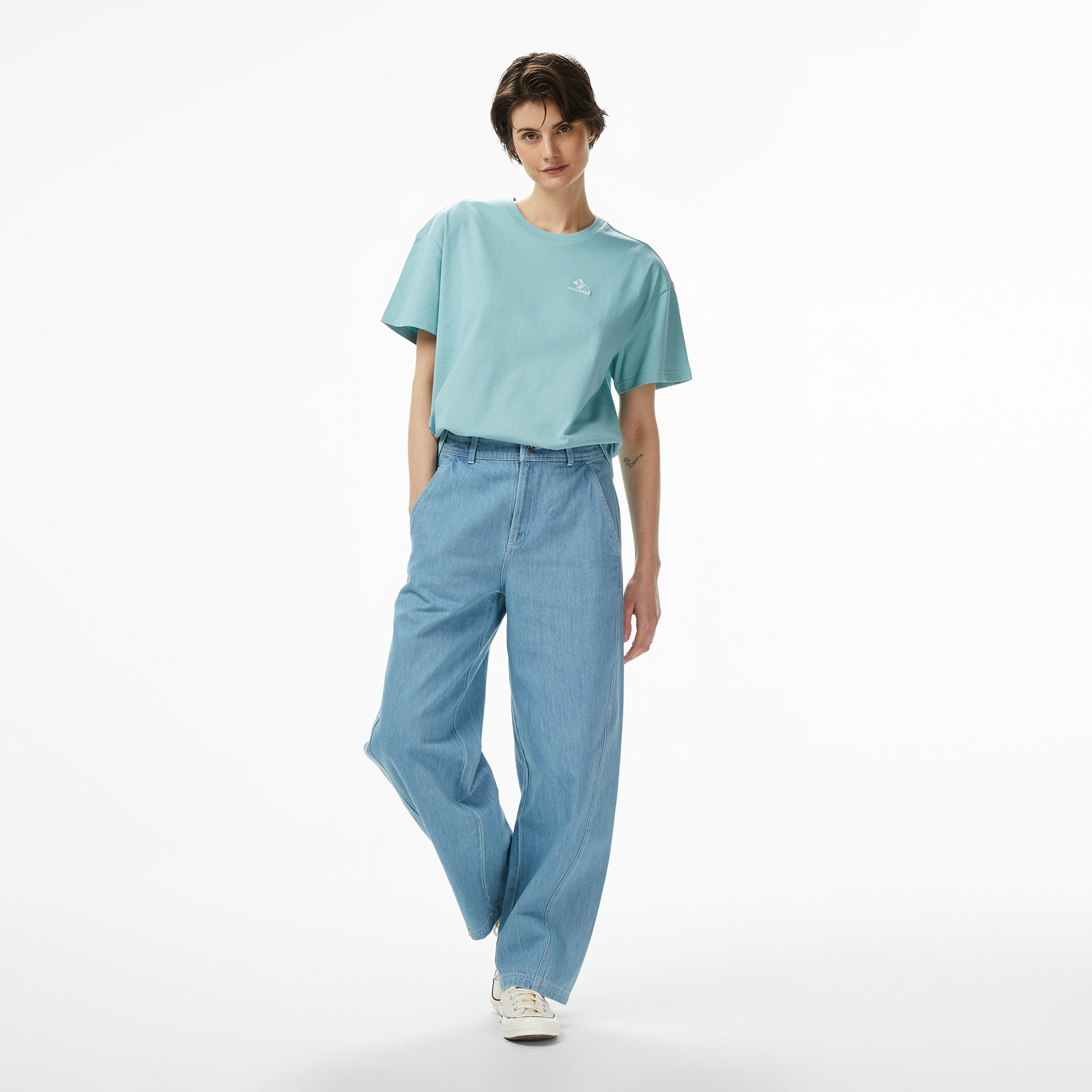 Converse Star Chevron Kadın Mavi T-Shirt