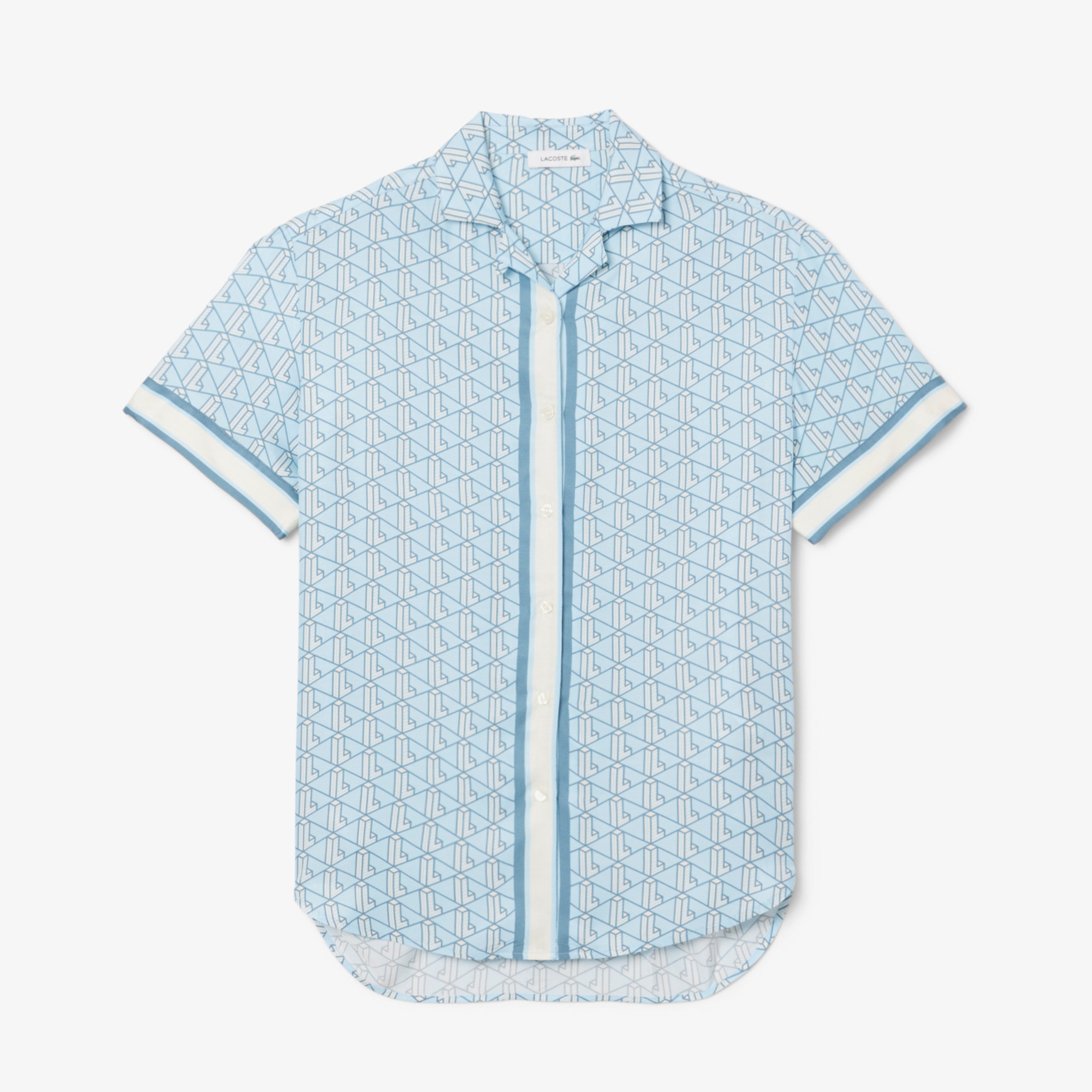 Lacoste Monogram Kadın Mavi Gömlek